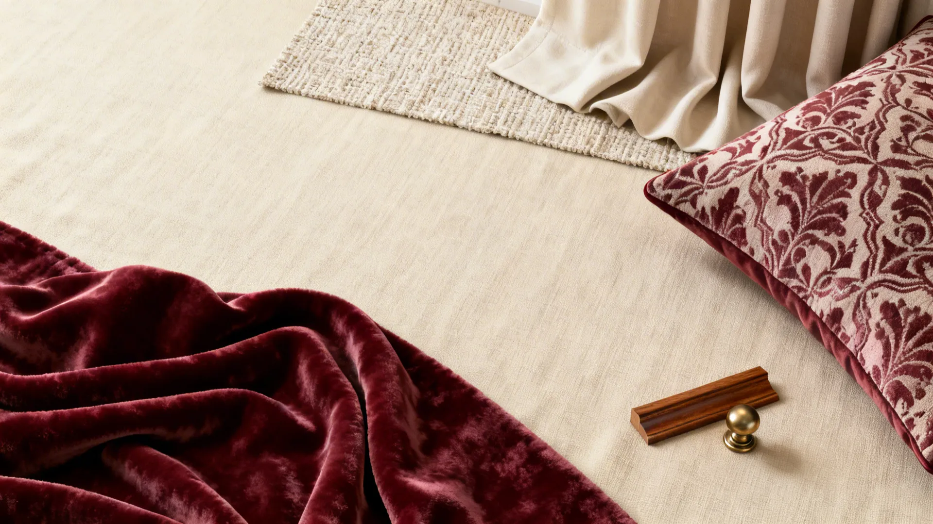 2. Cream Walls with Burgundy Textiles