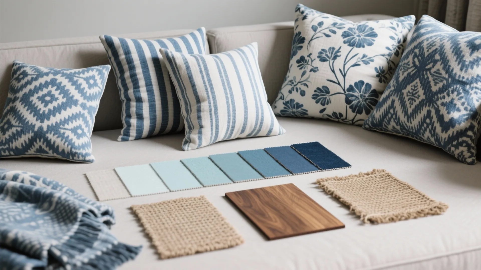 4. Blue-and-White Patterned Textiles