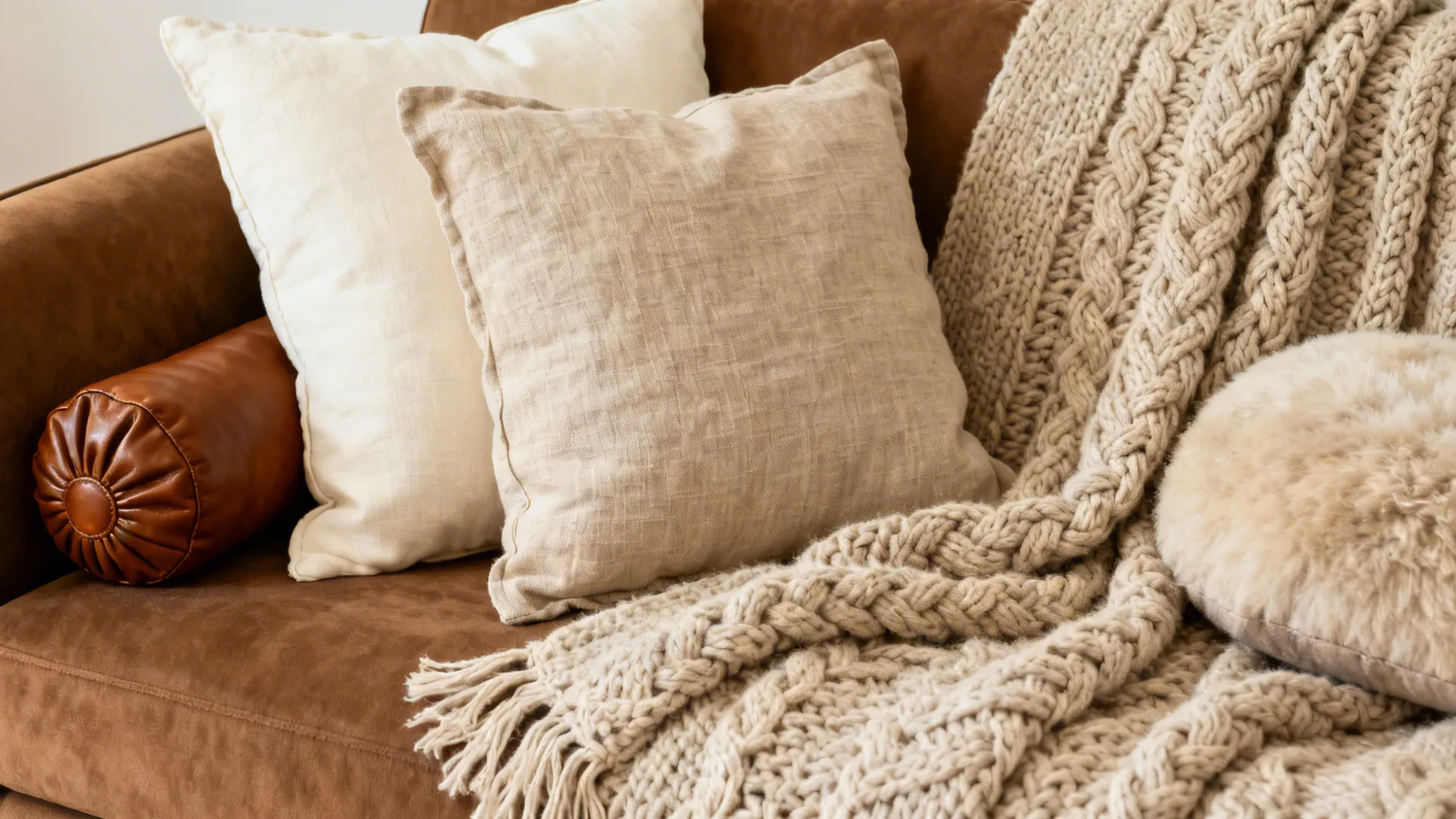 1. Layer with warm neutrals and tactile fabrics