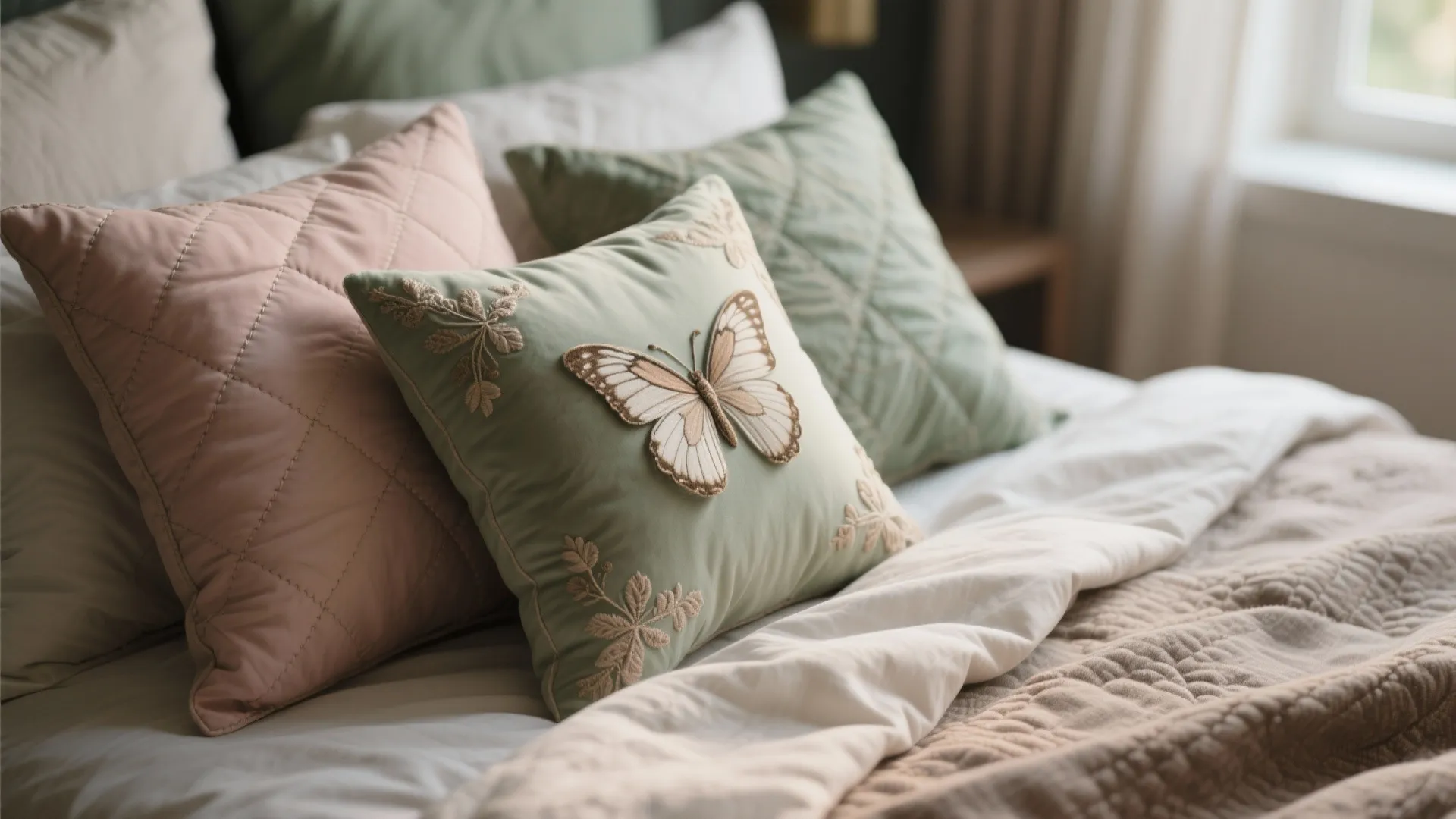 2. Layered Textiles with Subtle Motifs