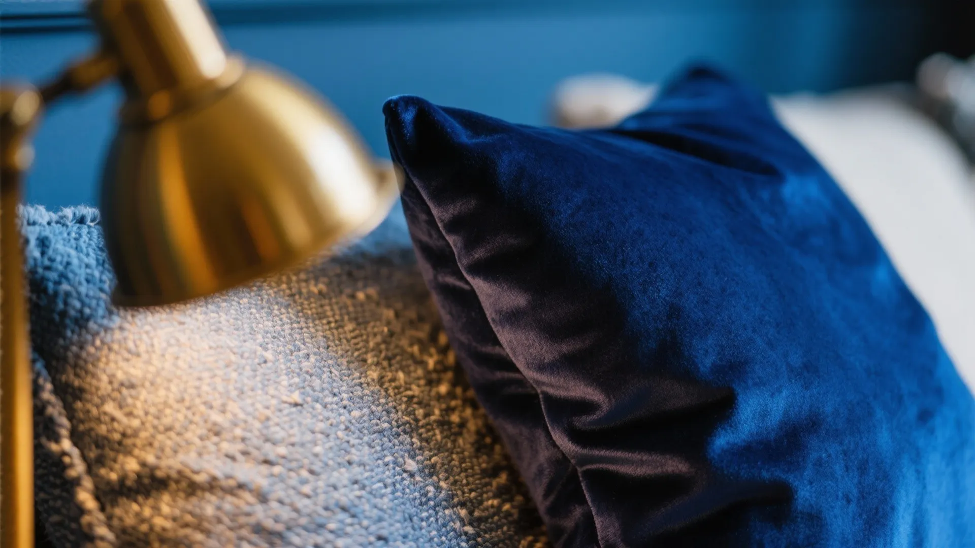 Mood-Lighting with Blue Textiles and Curated Metallics
