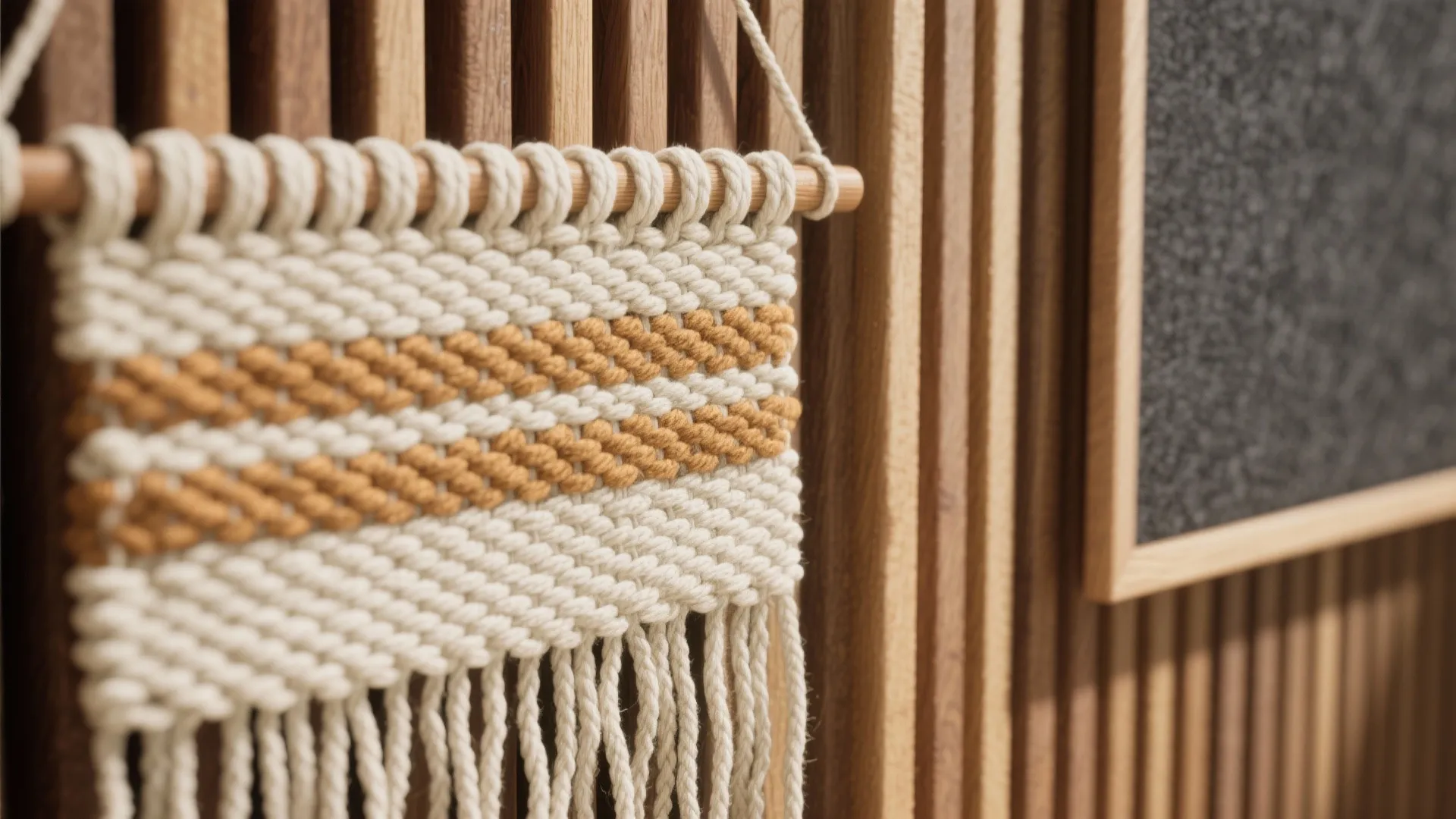 Textural Wall Hangings and Slatted Accent Panels