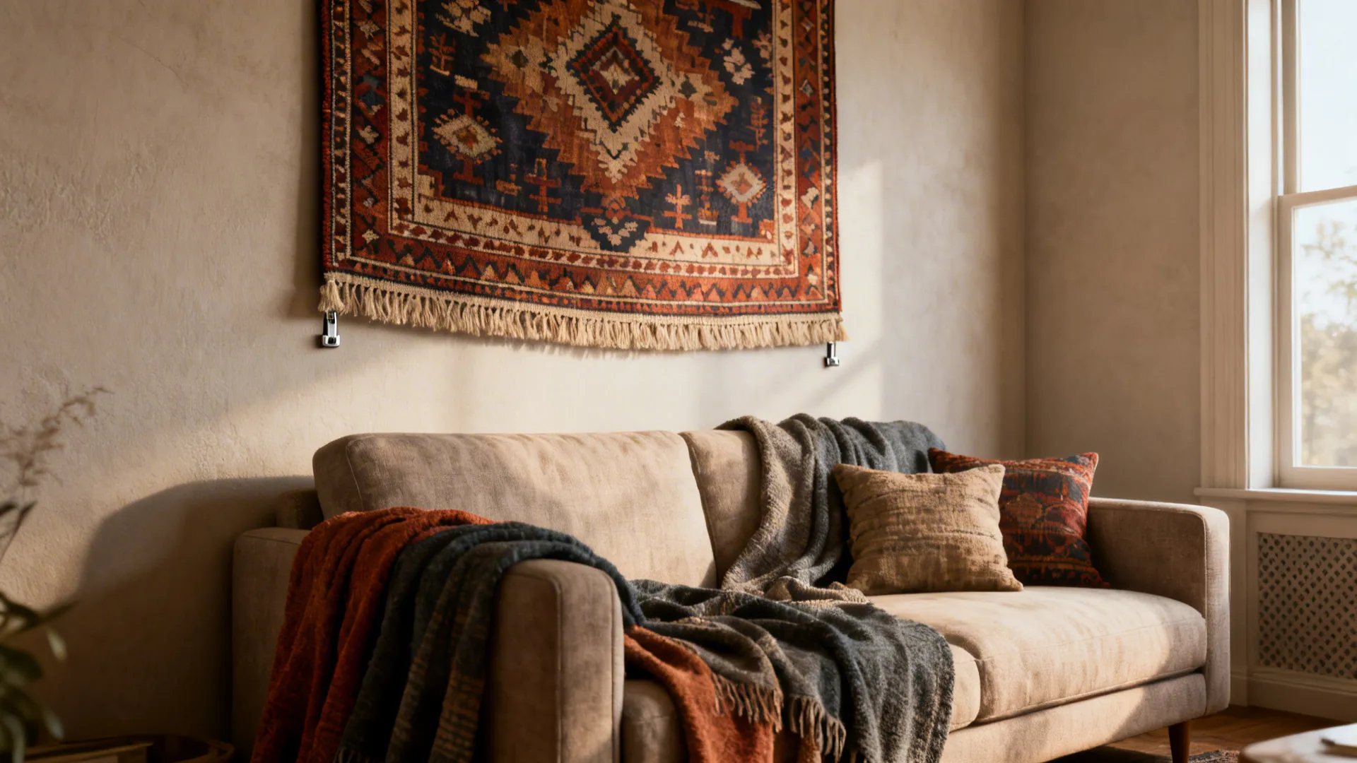 4. Textile art: tapestries, rugs hung on the wall