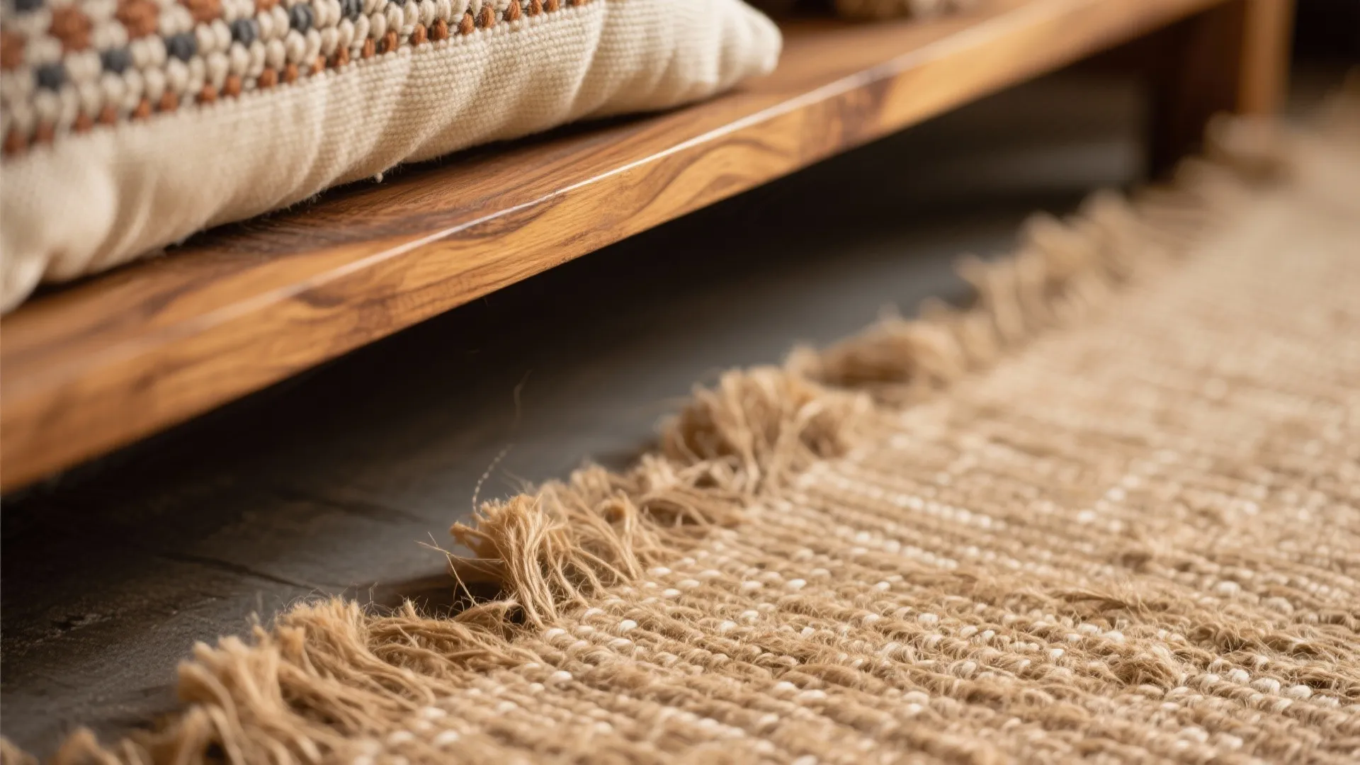 Warm wood, cane, and earthy textiles