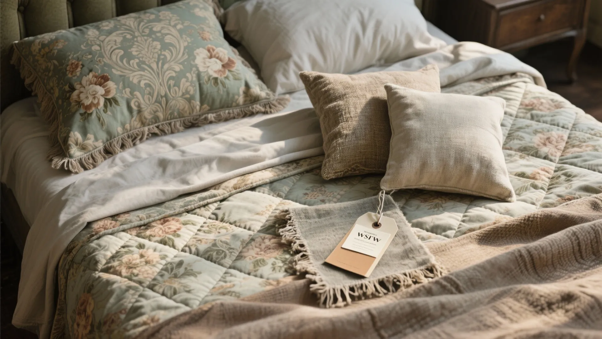1. Layered vintage textiles for instant warmth