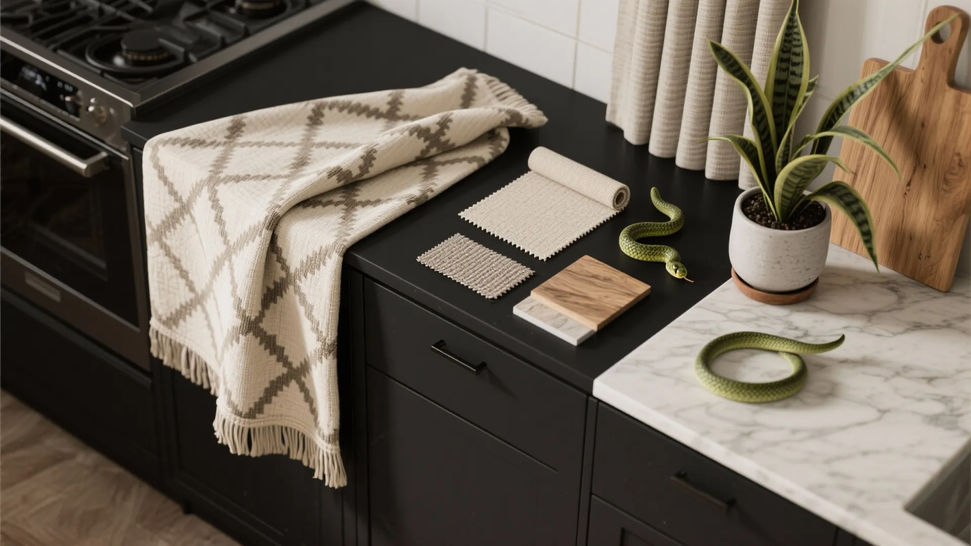 4. Introduce soft contrasts with textiles and greenery