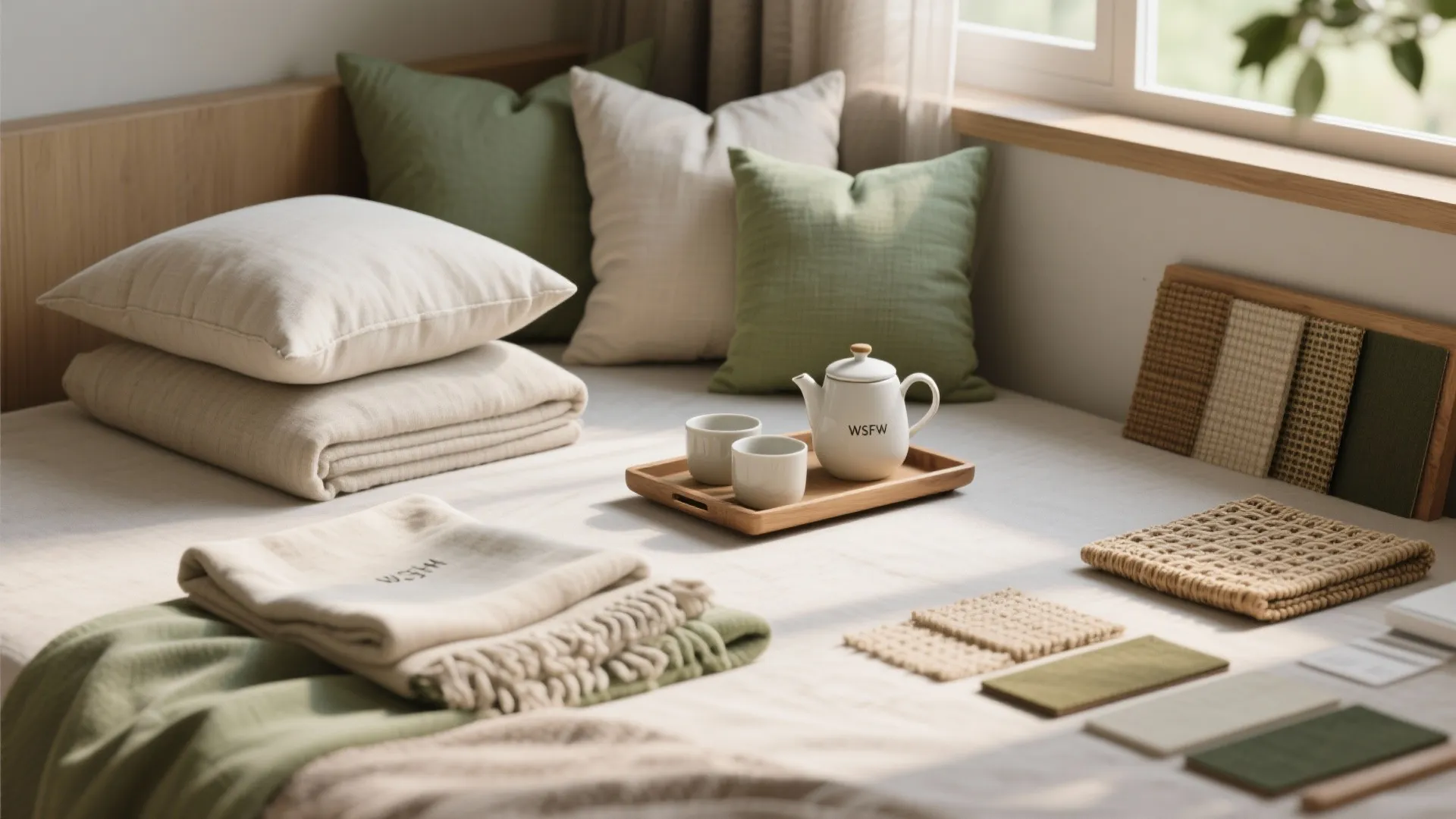 5. Cozy palette, tactile textiles, and a small hospitality corner