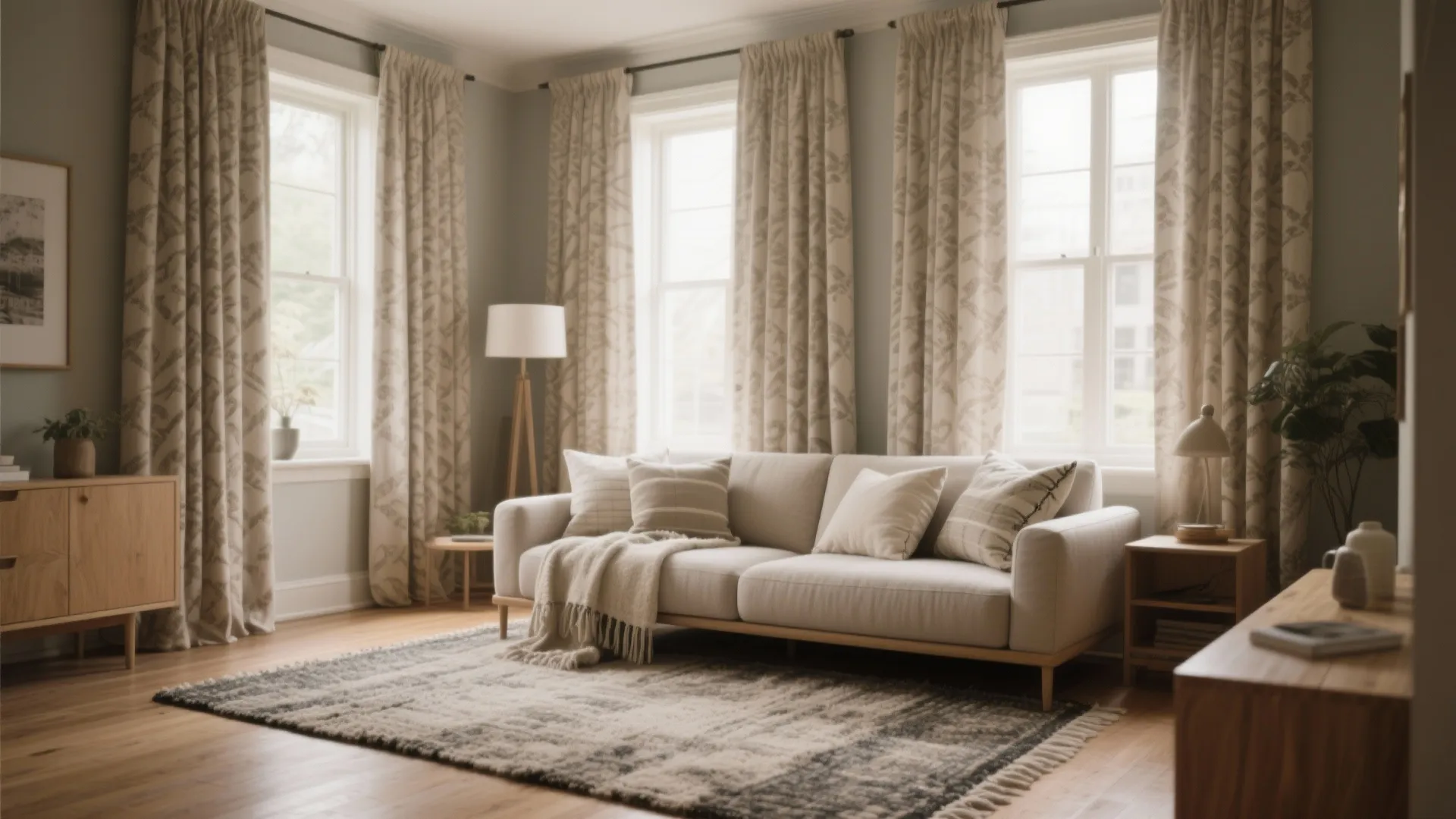 Textiles that fake architecture: curtains, rugs, pillows