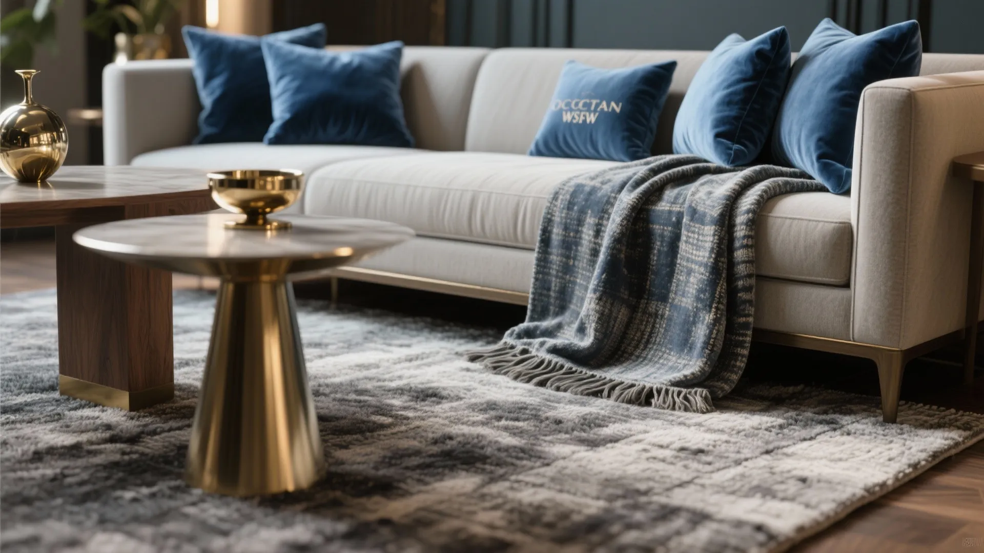 3. Layered textiles and metallic accents