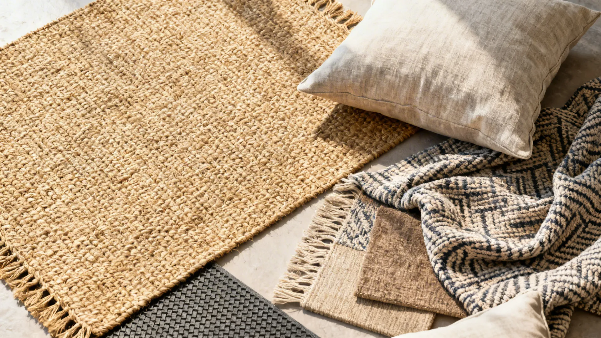 5. Layered Textiles + Natural Rug for Warmth