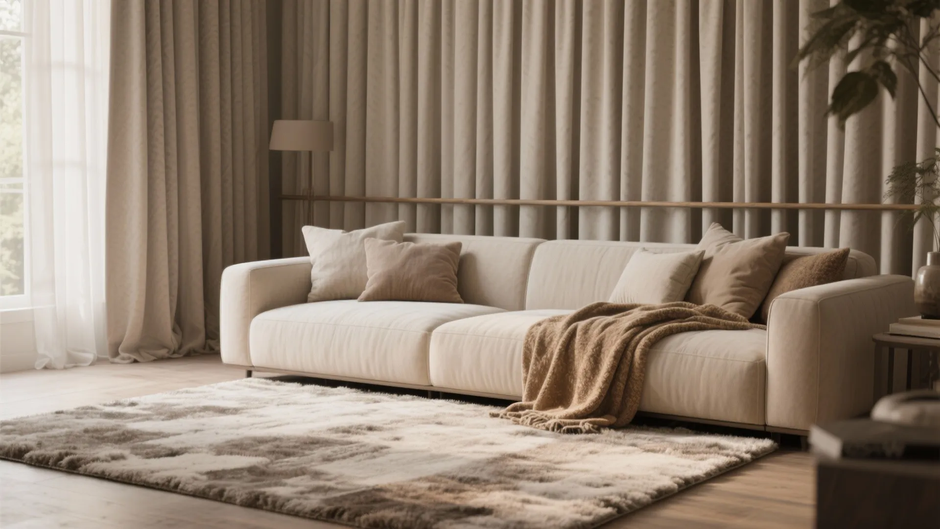 4. Use fabrics and rugs to bring the ceiling down