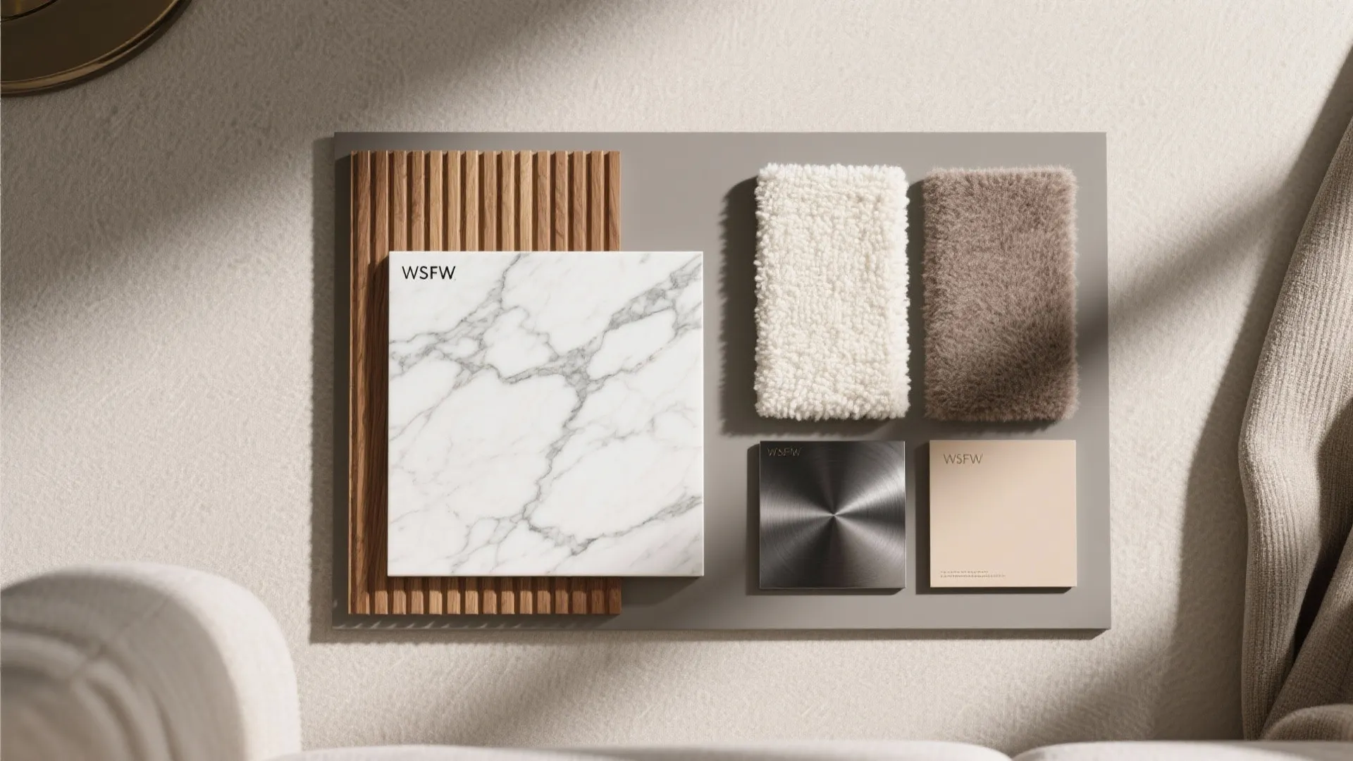 3) Textural palette: stone, wood, and soft neutrals