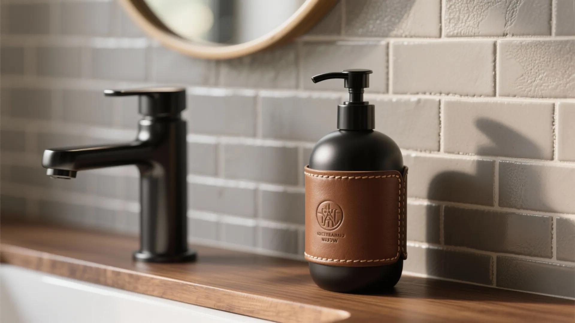 3. Textural Play: Matte Tiles, Leather, and Metal