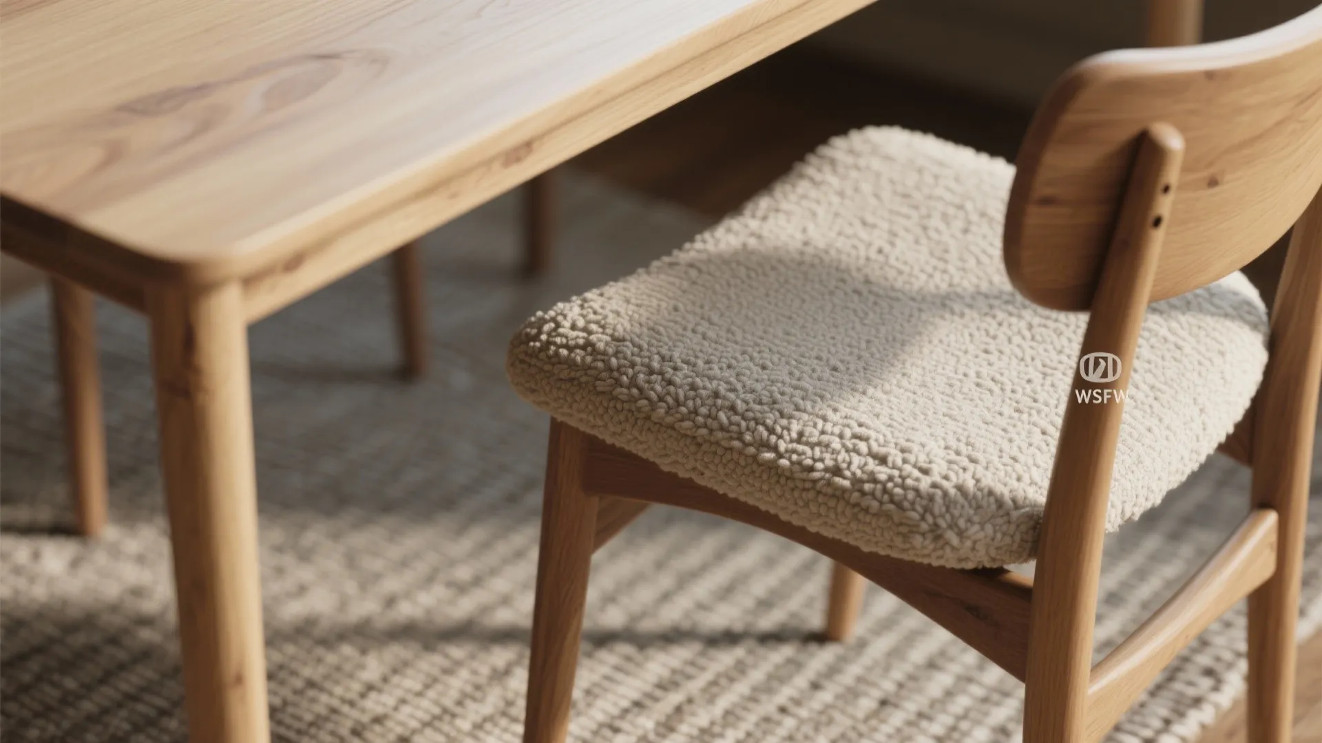 Textural Warmth: Natural Woods, Upholstery, and a Slim Rug