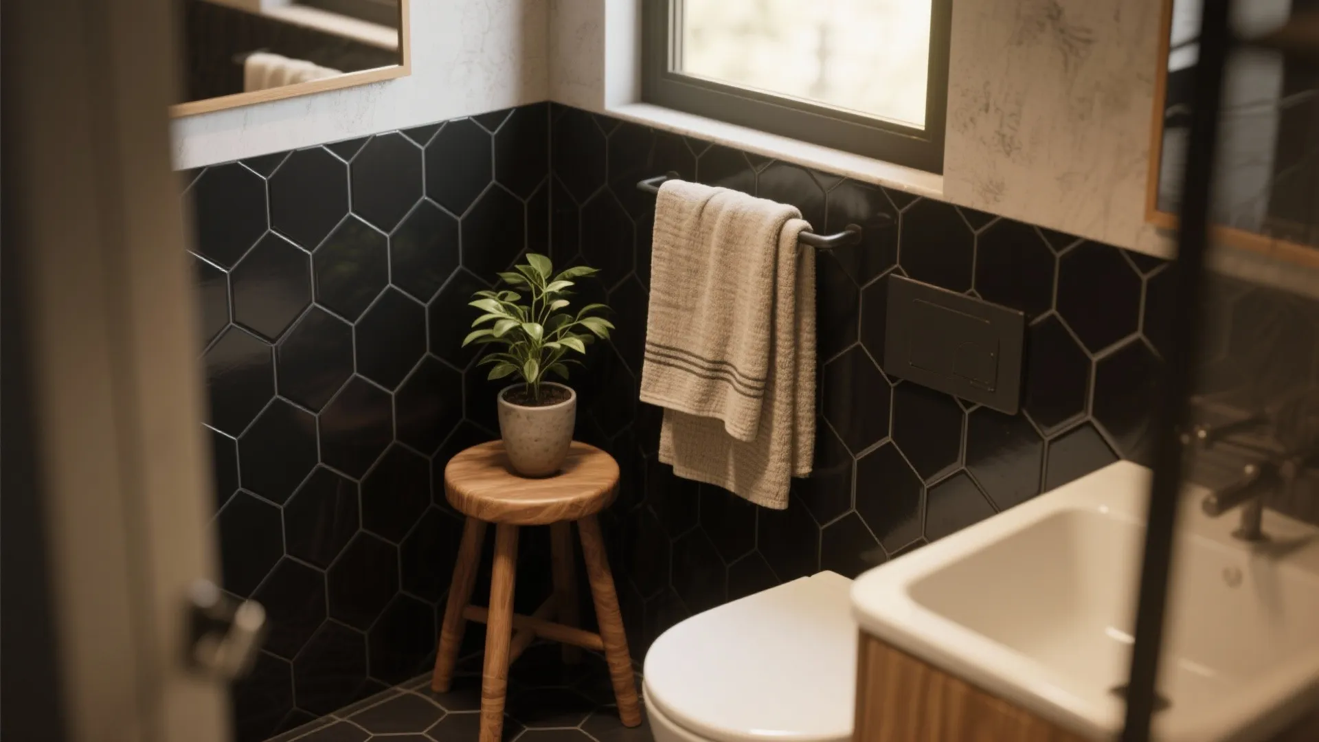 5. Break up black with texture and soft accents