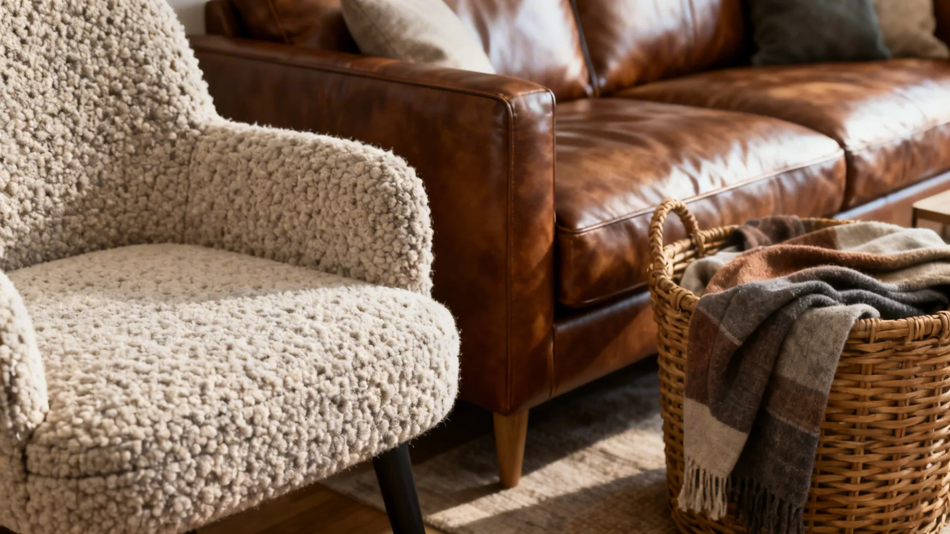 3. Mix textures by swapping one armchair for an accent chair