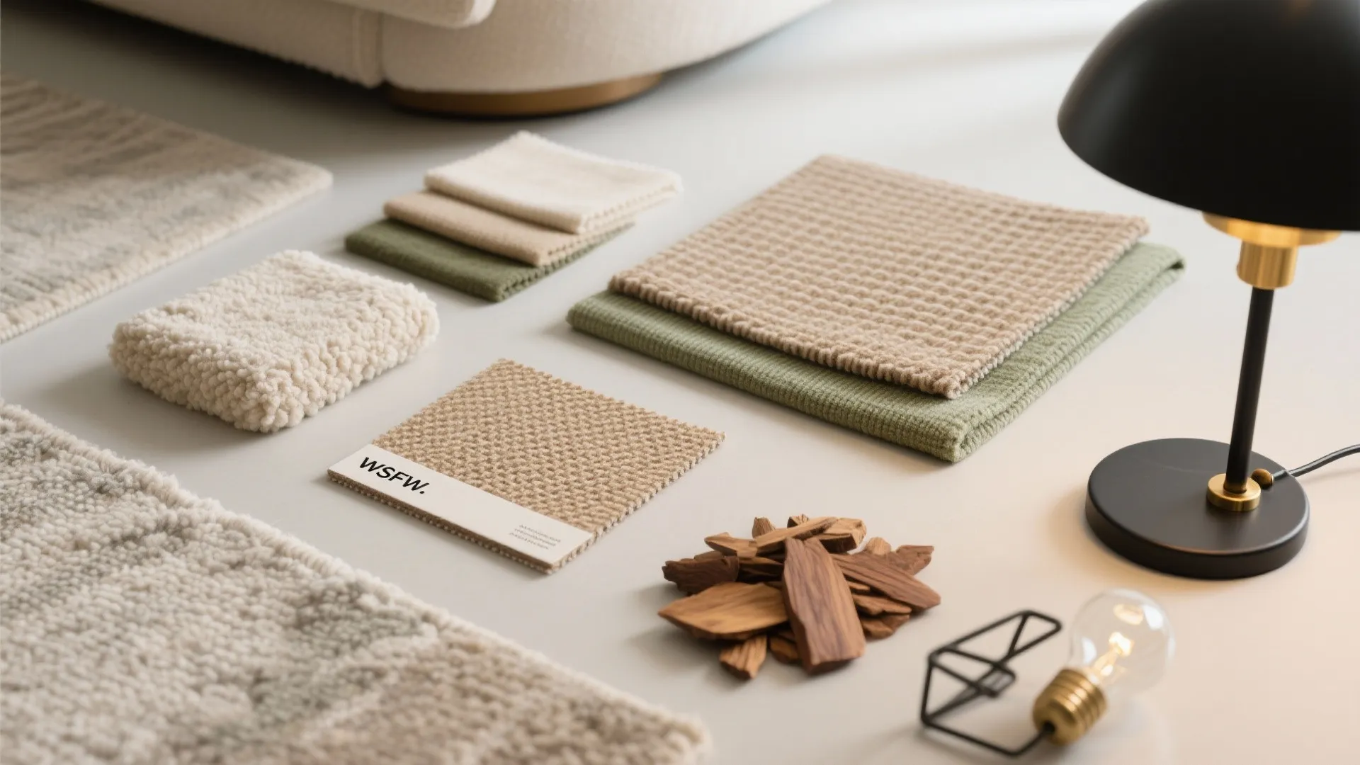 5) Texture and light to anchor chairs without visual clutter