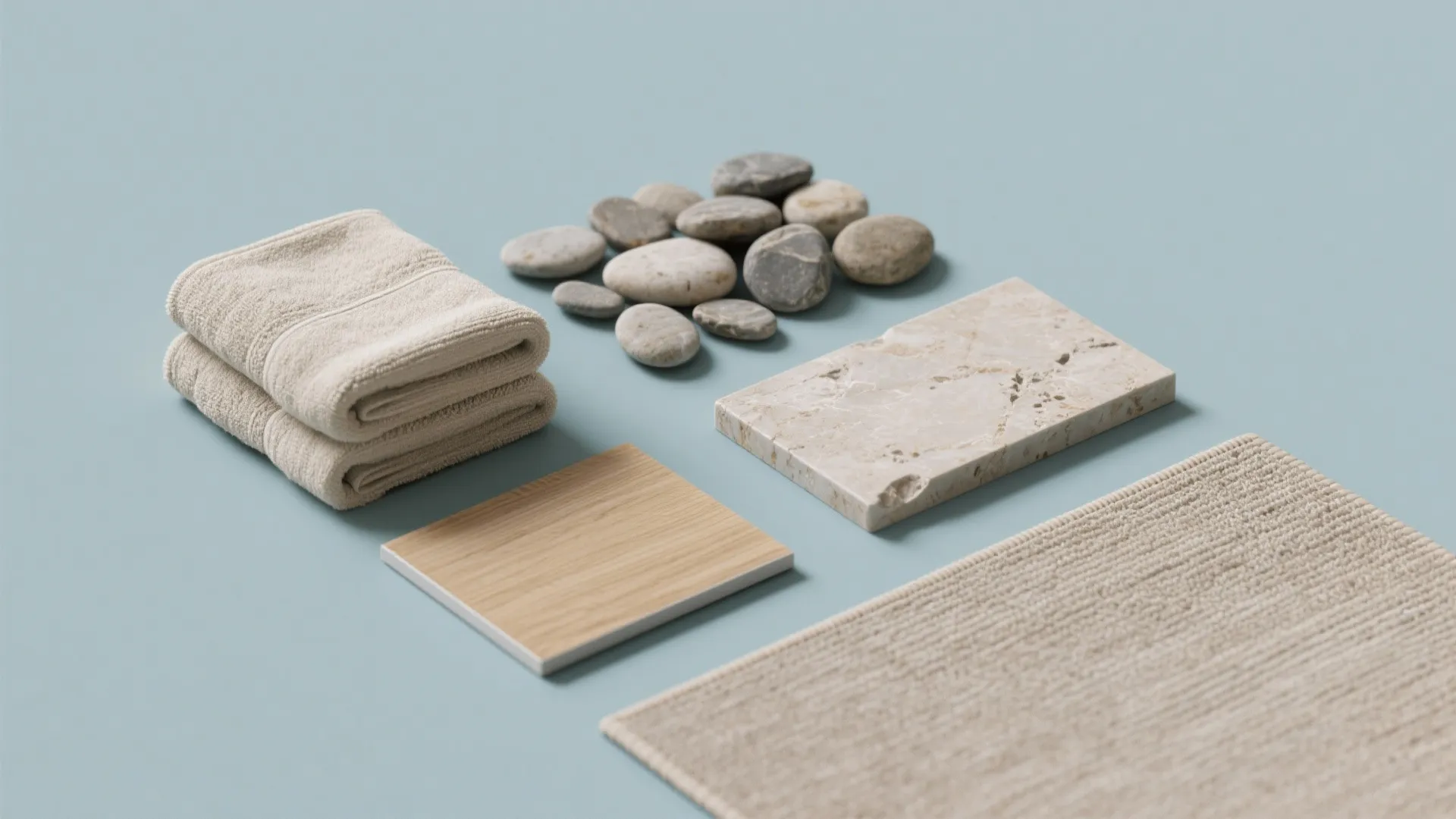 5. Layer textures: linen, stone, and soft rugs