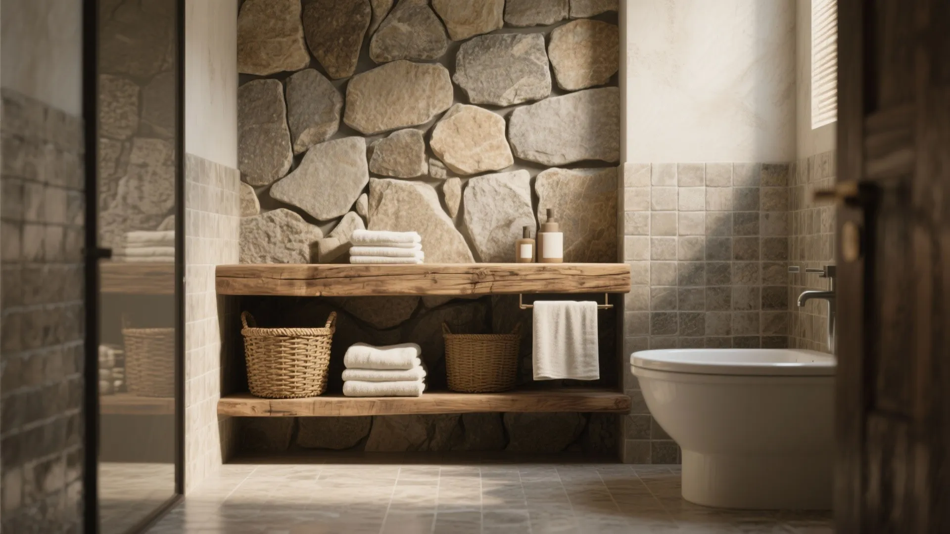 3. Camouflage with texture: stone, wood, and woven elements