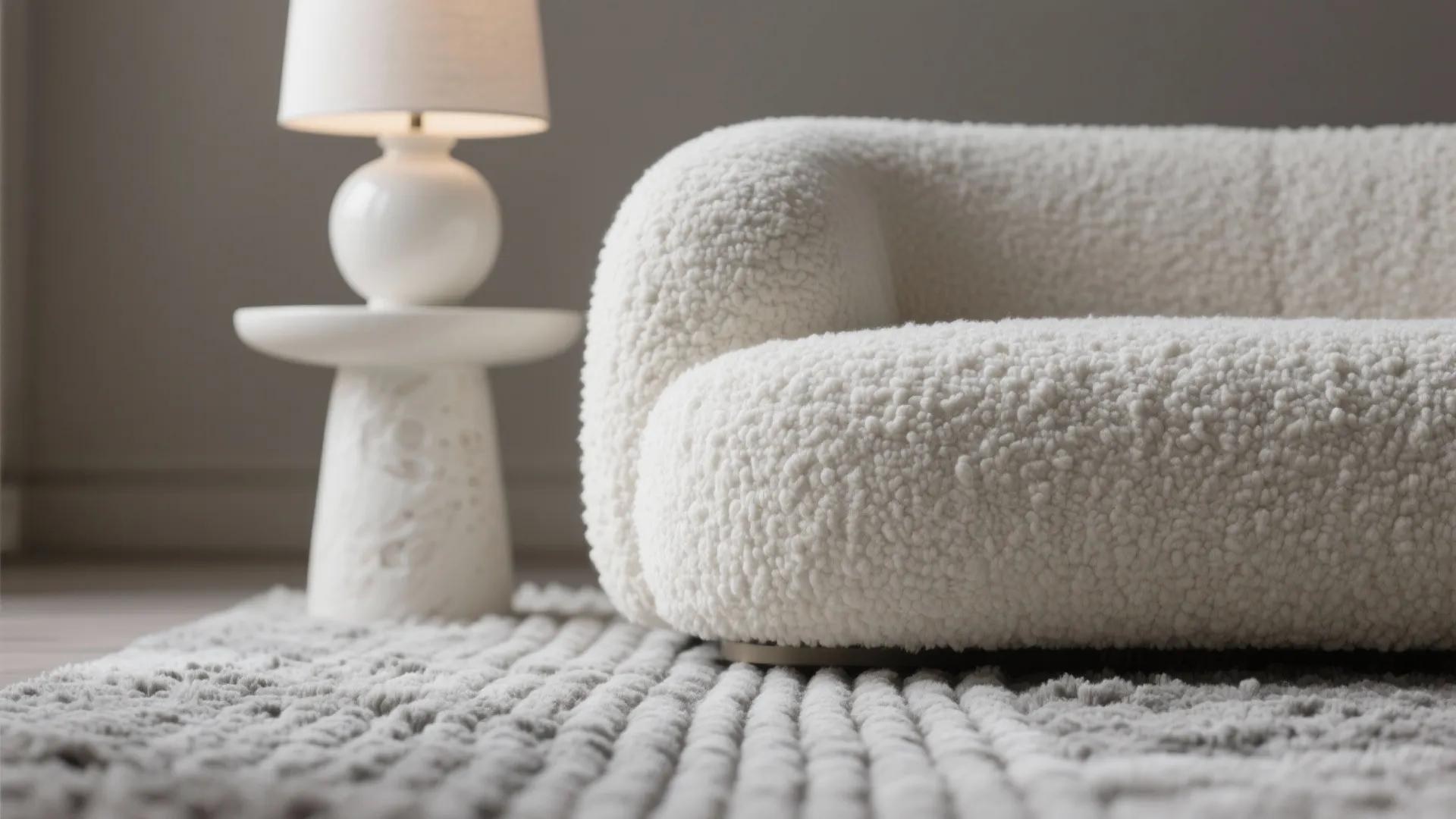 Texture-led styling: boucle, wool, and ribbed ceramics