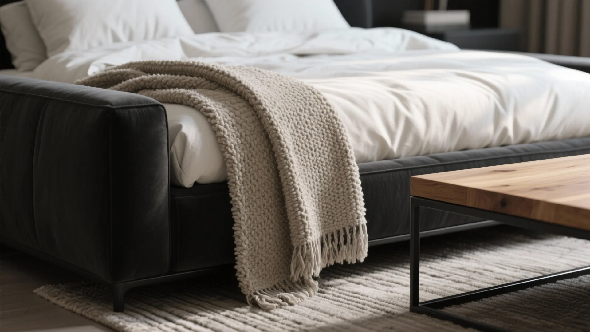 Idea 3: Texture is your best friend (bouclé, linen, ribbed wood)