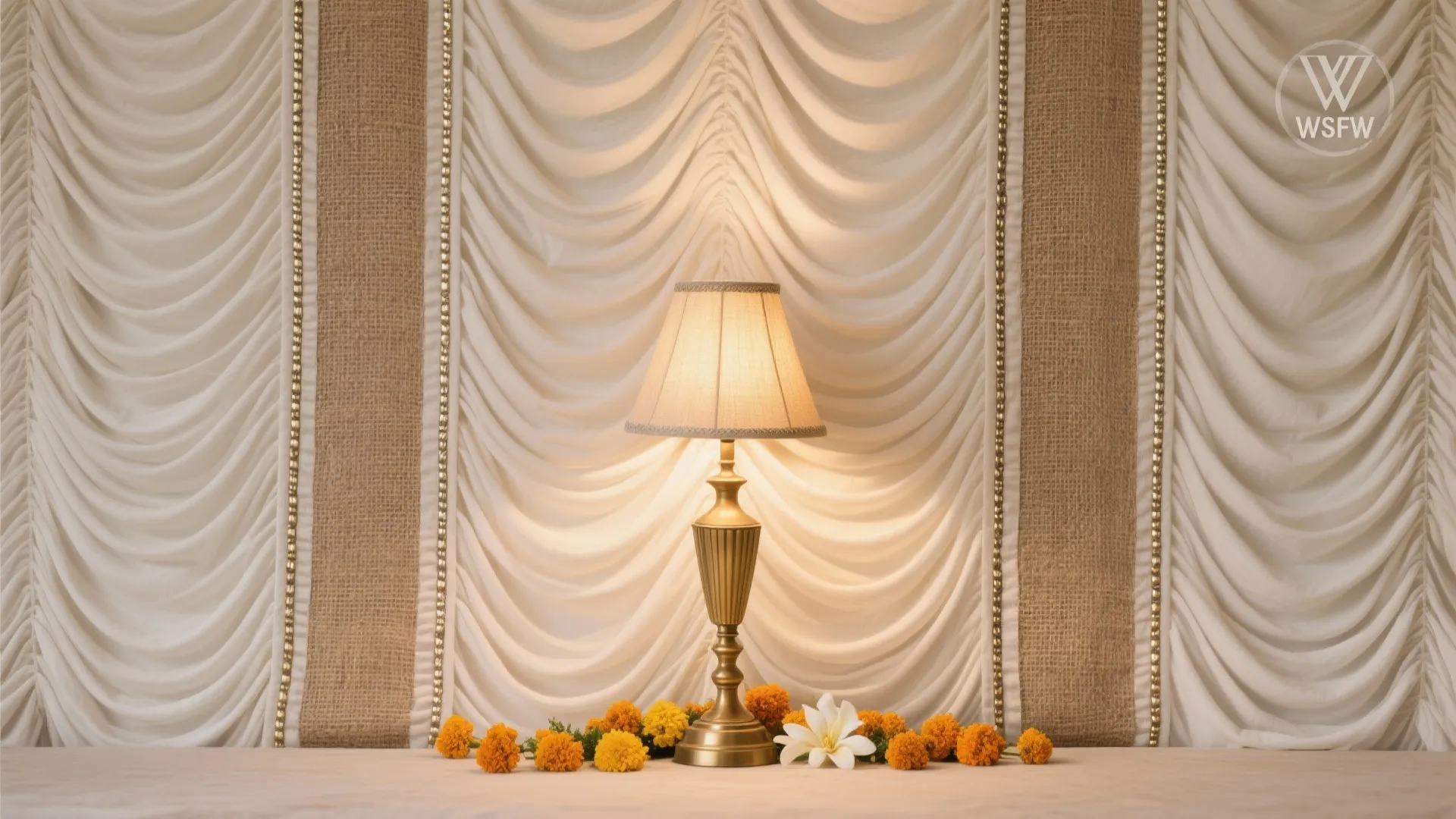 Textured Backdrops: Fabric Pleats, Jute, and Subtle Metallics