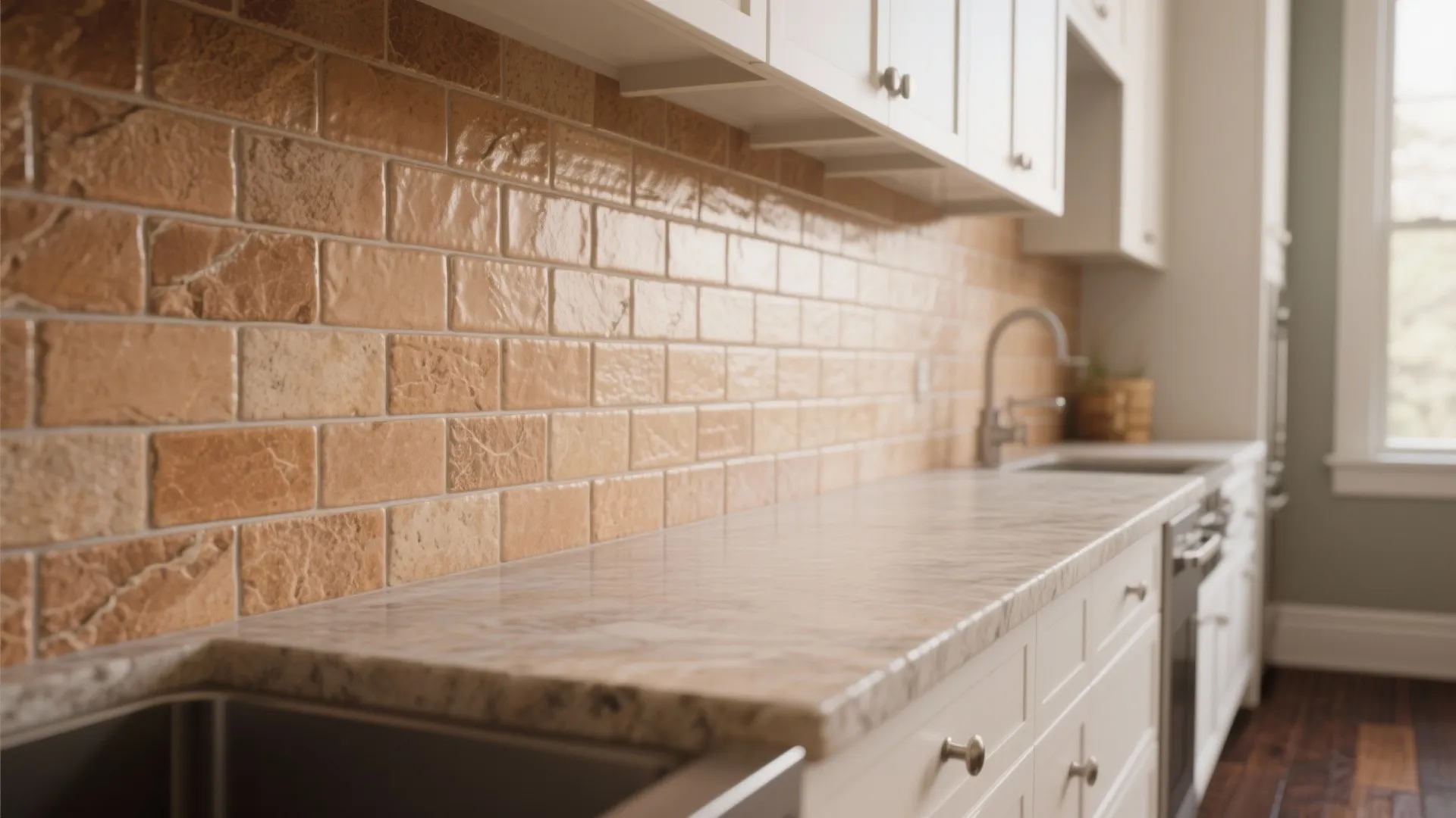 4. Introduce textured backsplashes and countertops