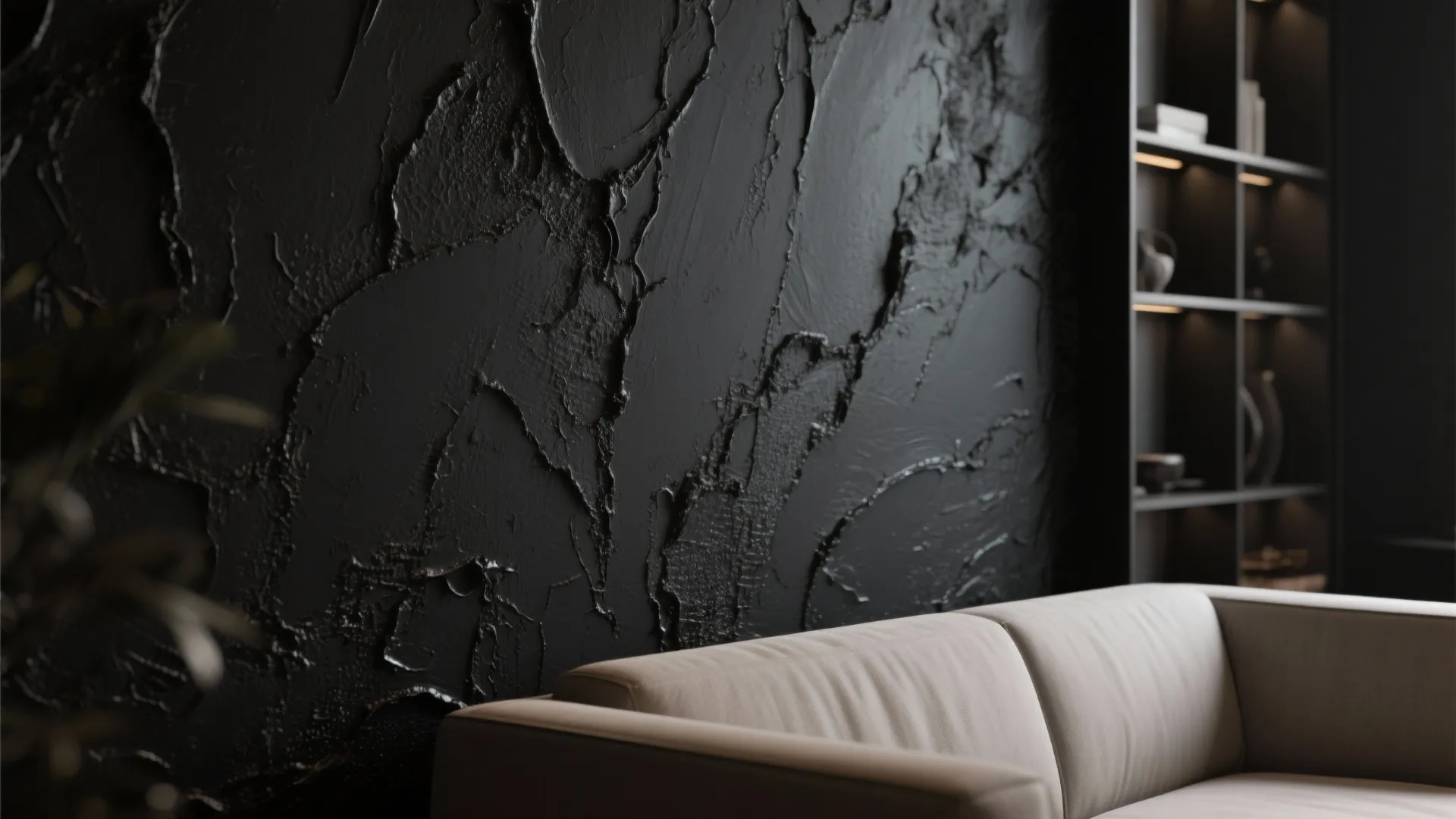 2. Textured black with plaster or venetian finish