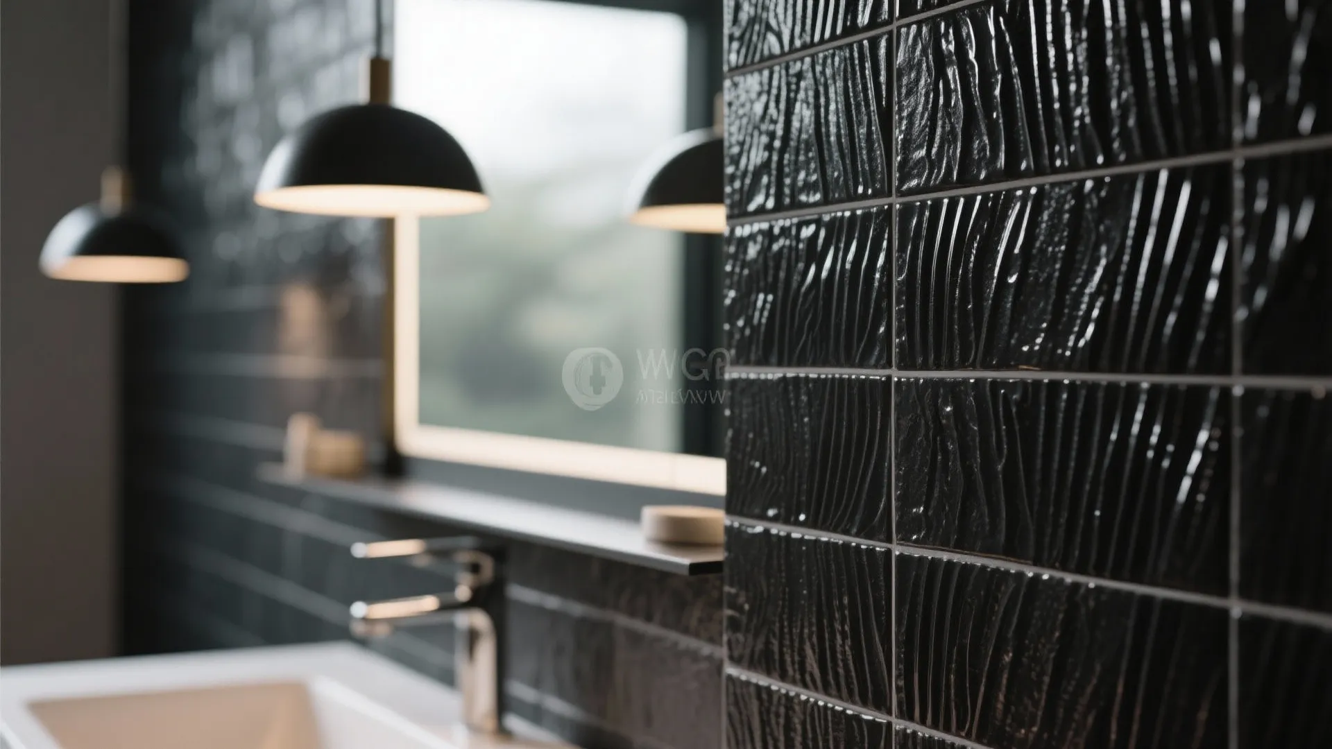 9. Textured Black Tiles for Depth
