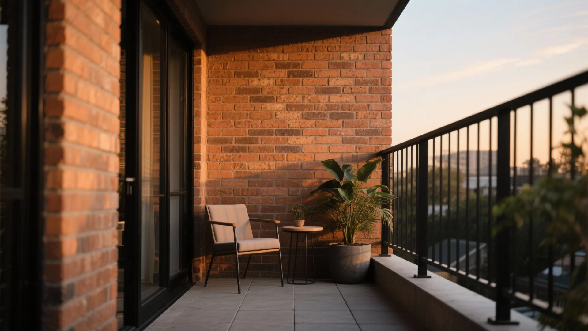 Textured Brick with Slimline Metal Railings