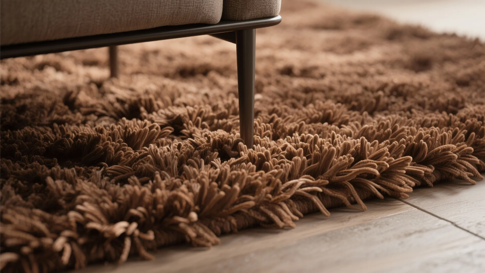 5. Textured brown rug for tactile comfort