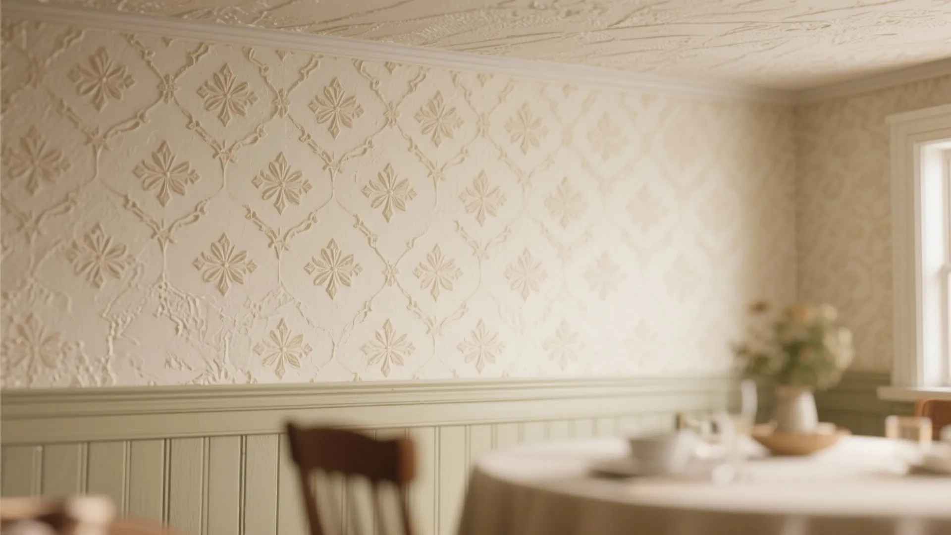 3. Patterned or Textured Ceiling for Character