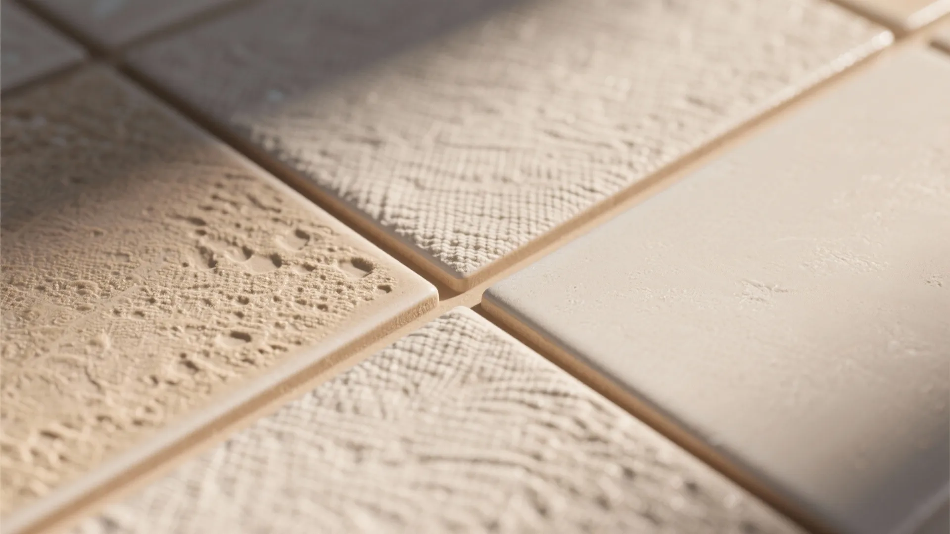 Textured ceramic in soft neutrals to add depth