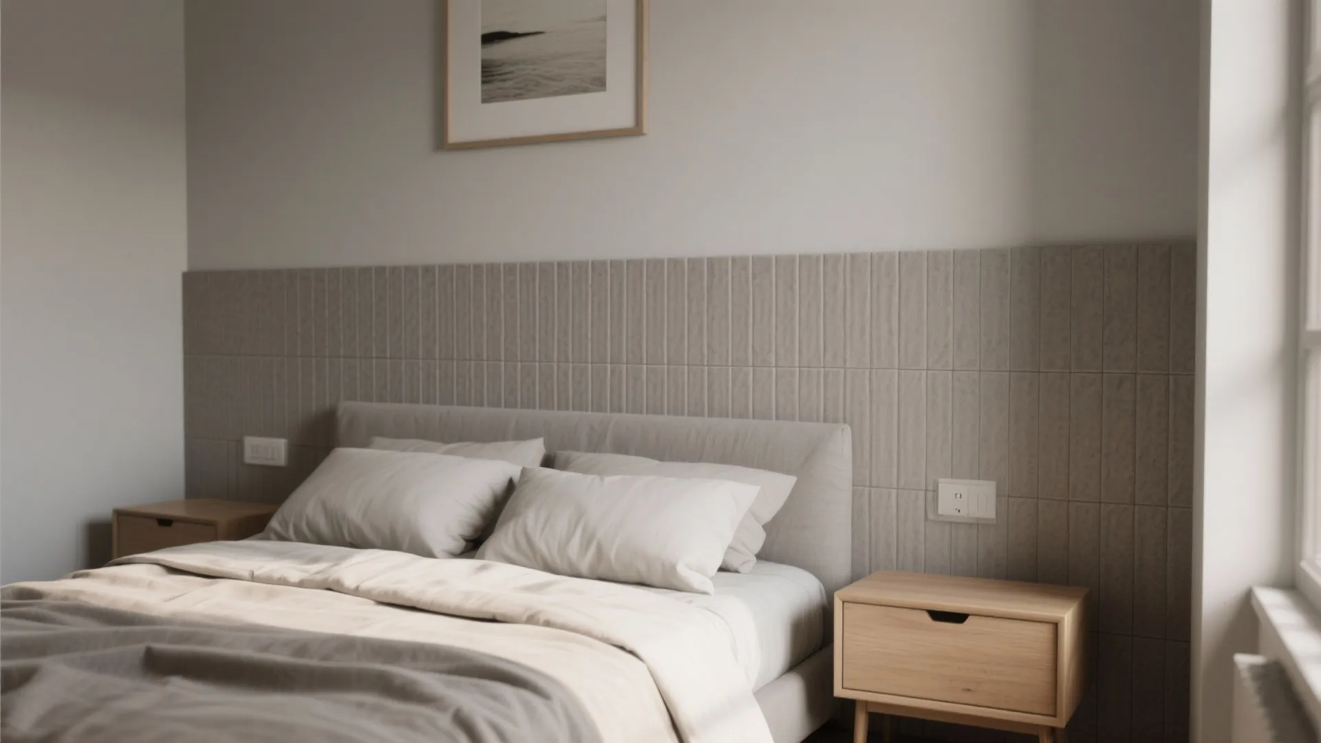 Textured ceramic in soft neutrals for tactile calm