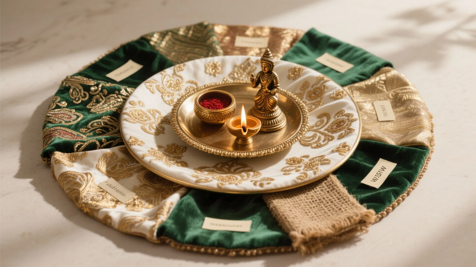 4) Textured Cloth Overlays: Brocade, Velvet, or Jute