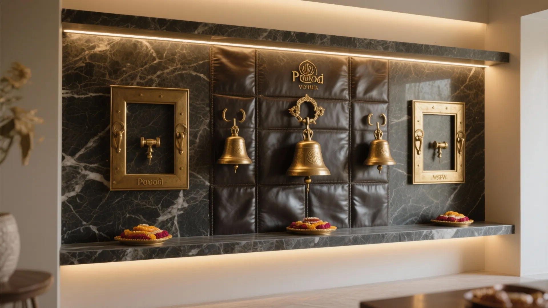 Textured Granite + Brass Accents