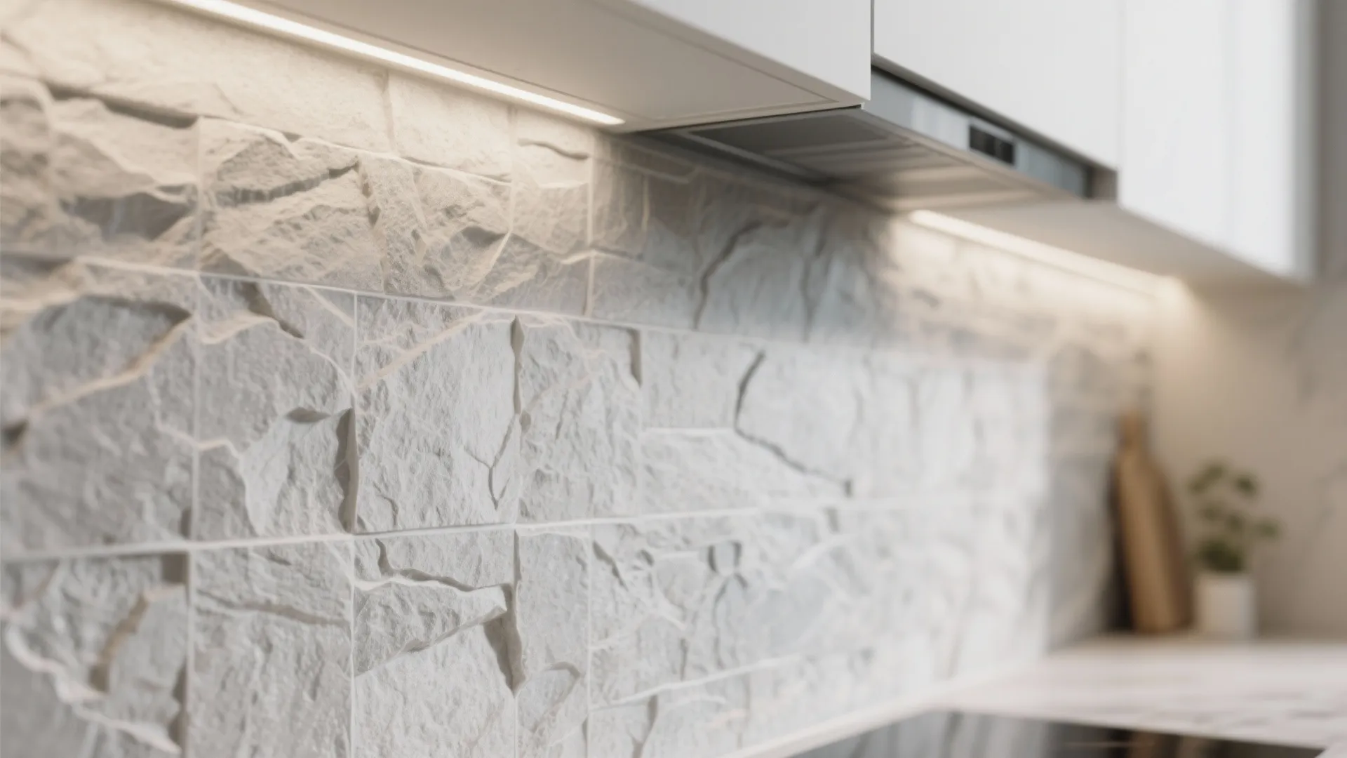 9. Textured Light Gray Backsplash