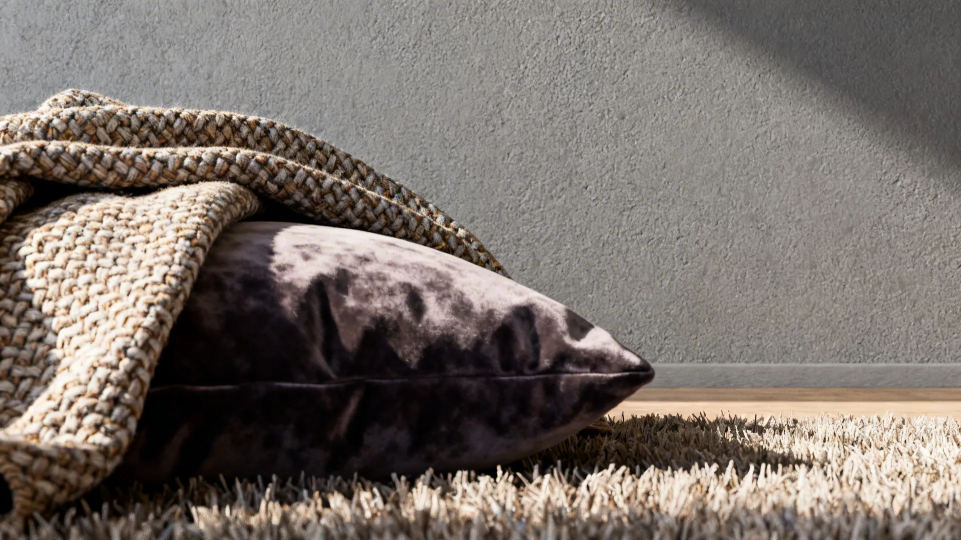 4. Textured Gray with Layered Fabrics