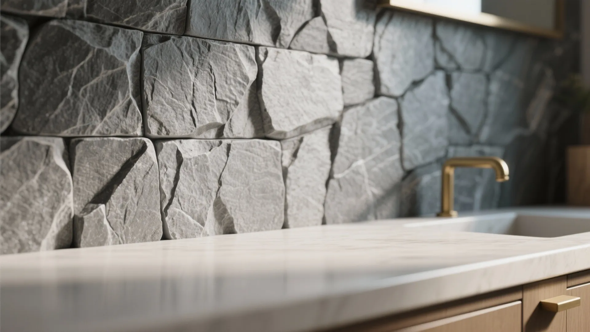 4. Textured Gray Tiles for Tactile Interest