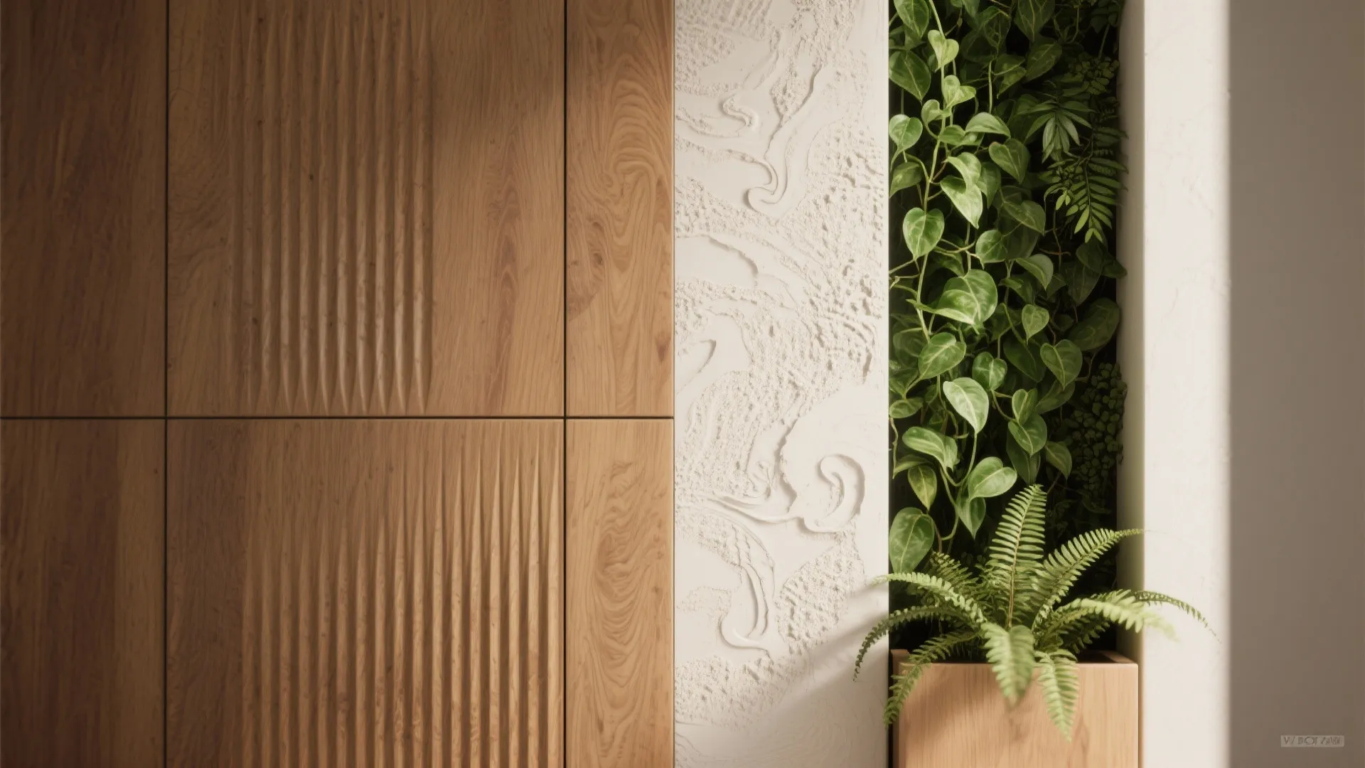 5. Textured Panels and Living Green Walls