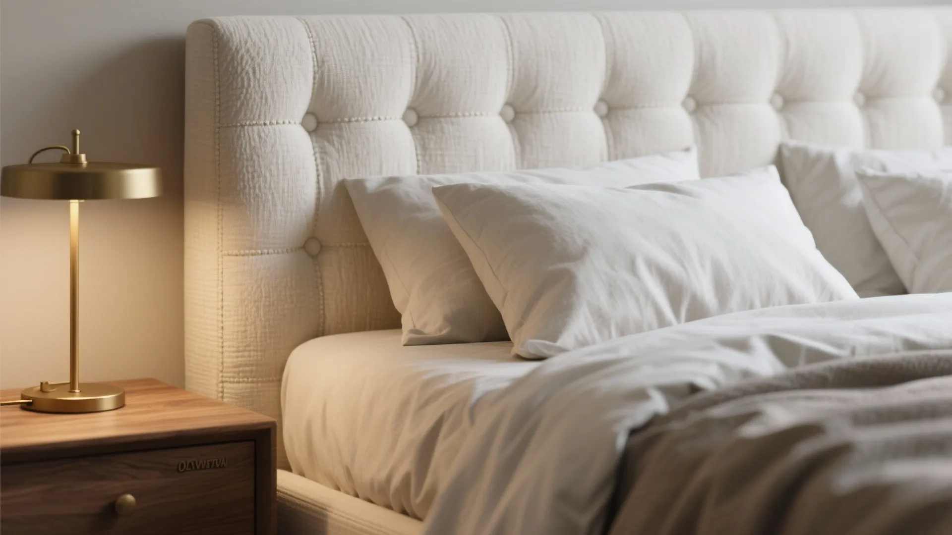 1. Layered Neutrals with a Textured Headboard
