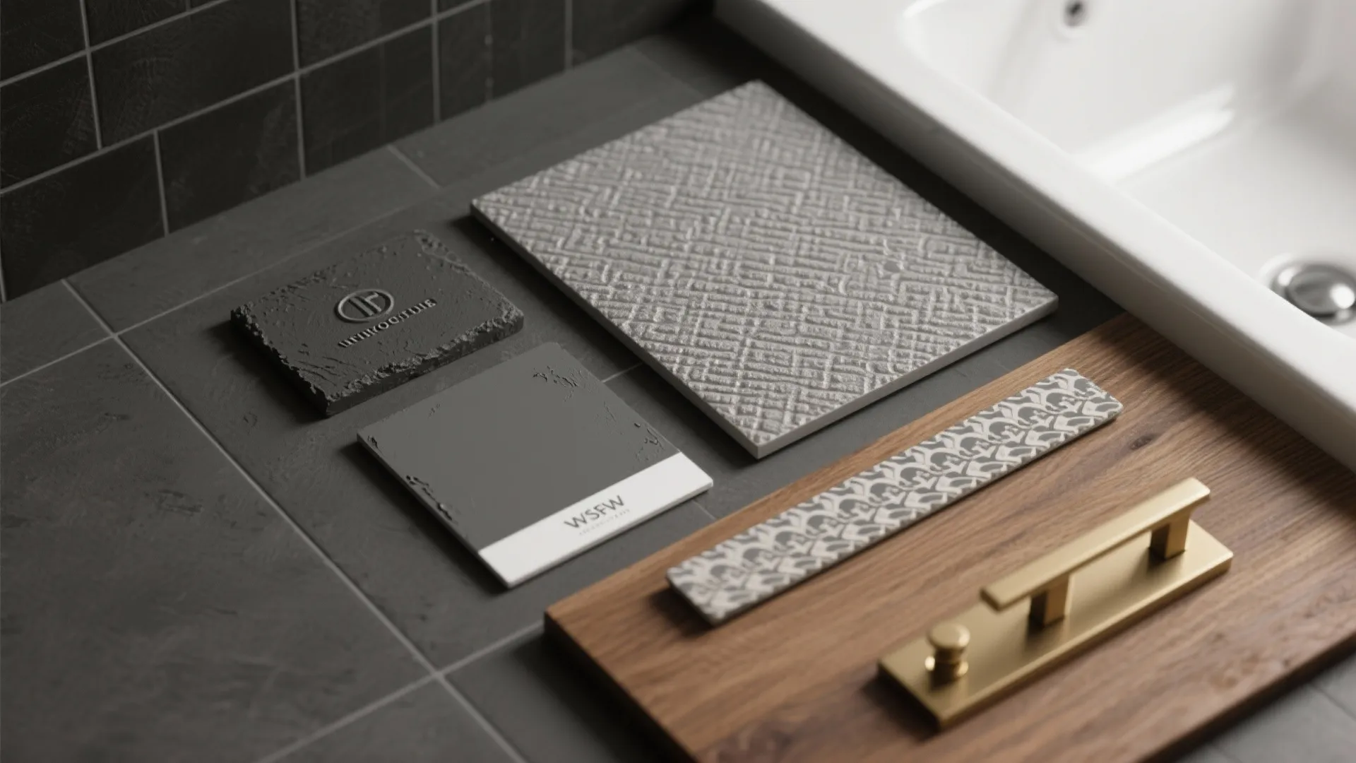 4. Textured Gray with Tile or Wallpaper