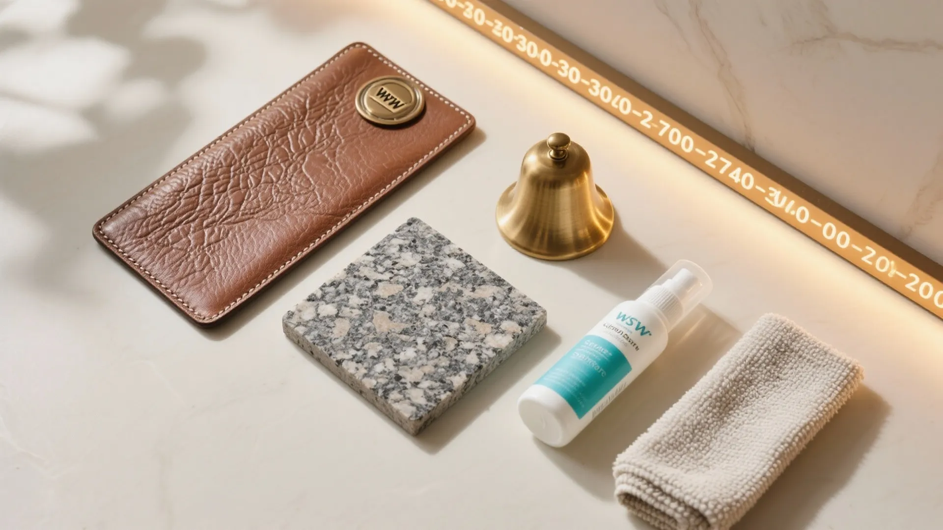 Textured Granite + Brass Accents