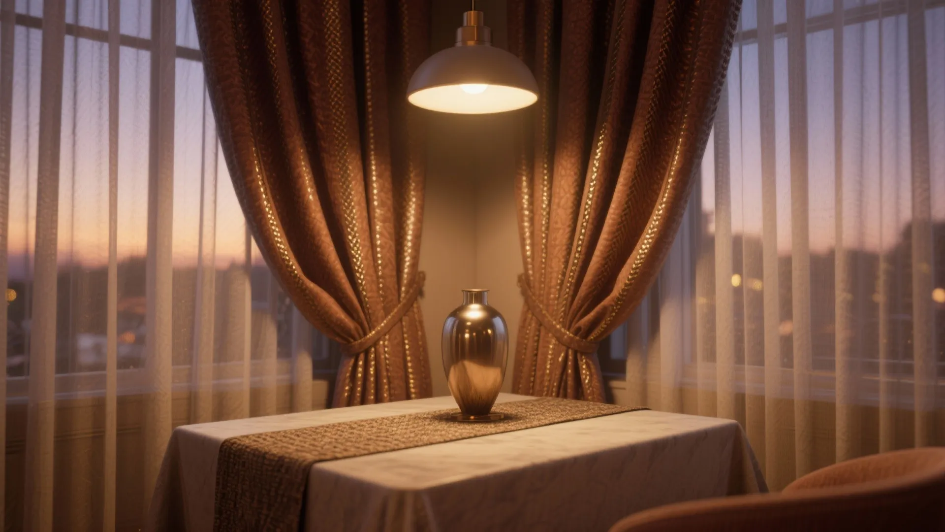 5. Define the dining zone with color, texture, and a pop of metallic