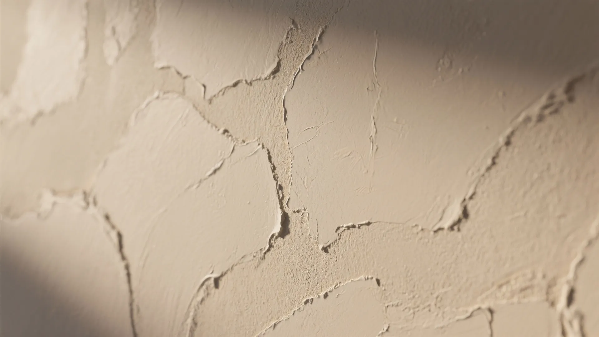 Close-up of warm greige textured plaster accent wall showing subtle stucco and limewash detail.