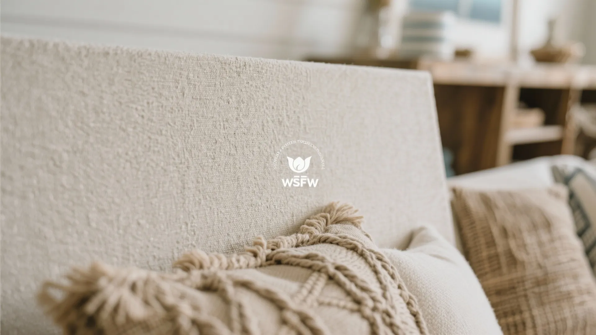 Textured neutral tone canvas art in coastal living room