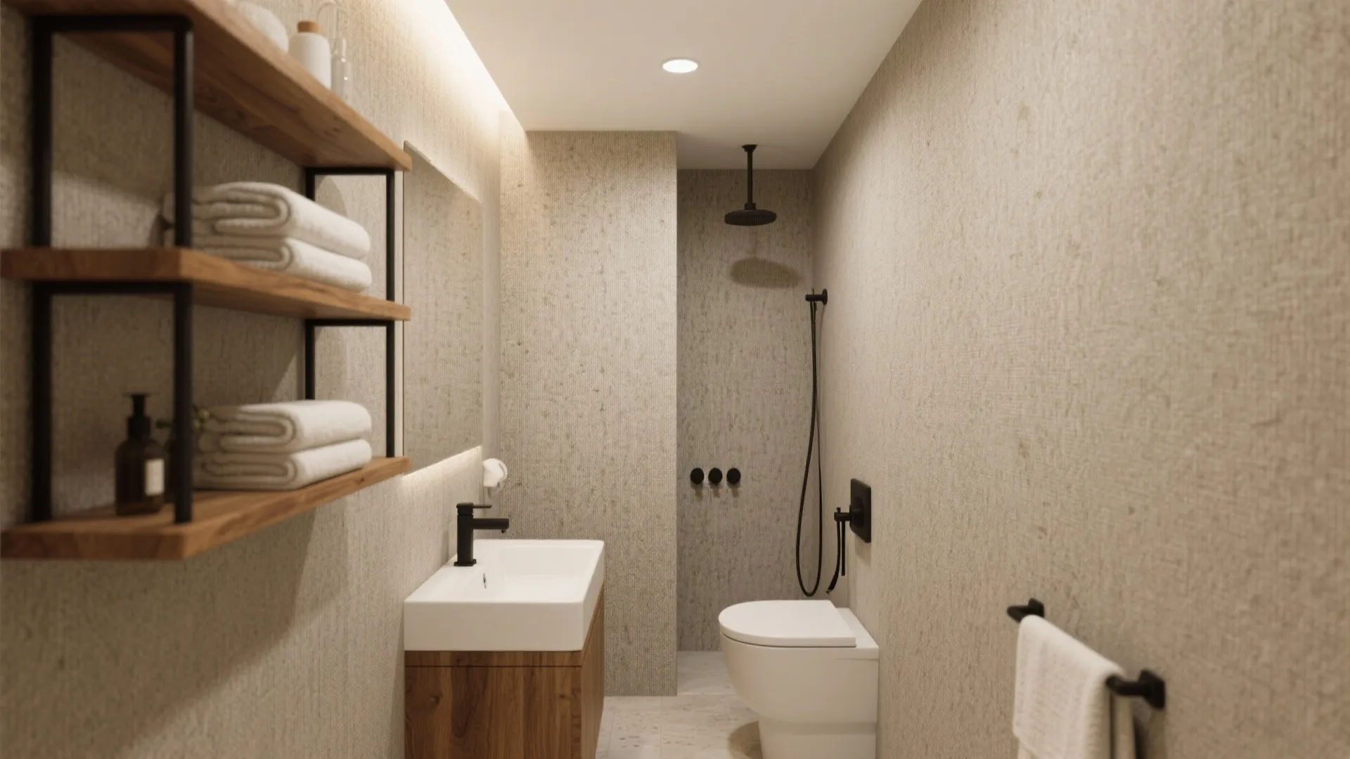 Textured Neutrals and Wood Accents for Calm, Warm Minimalism