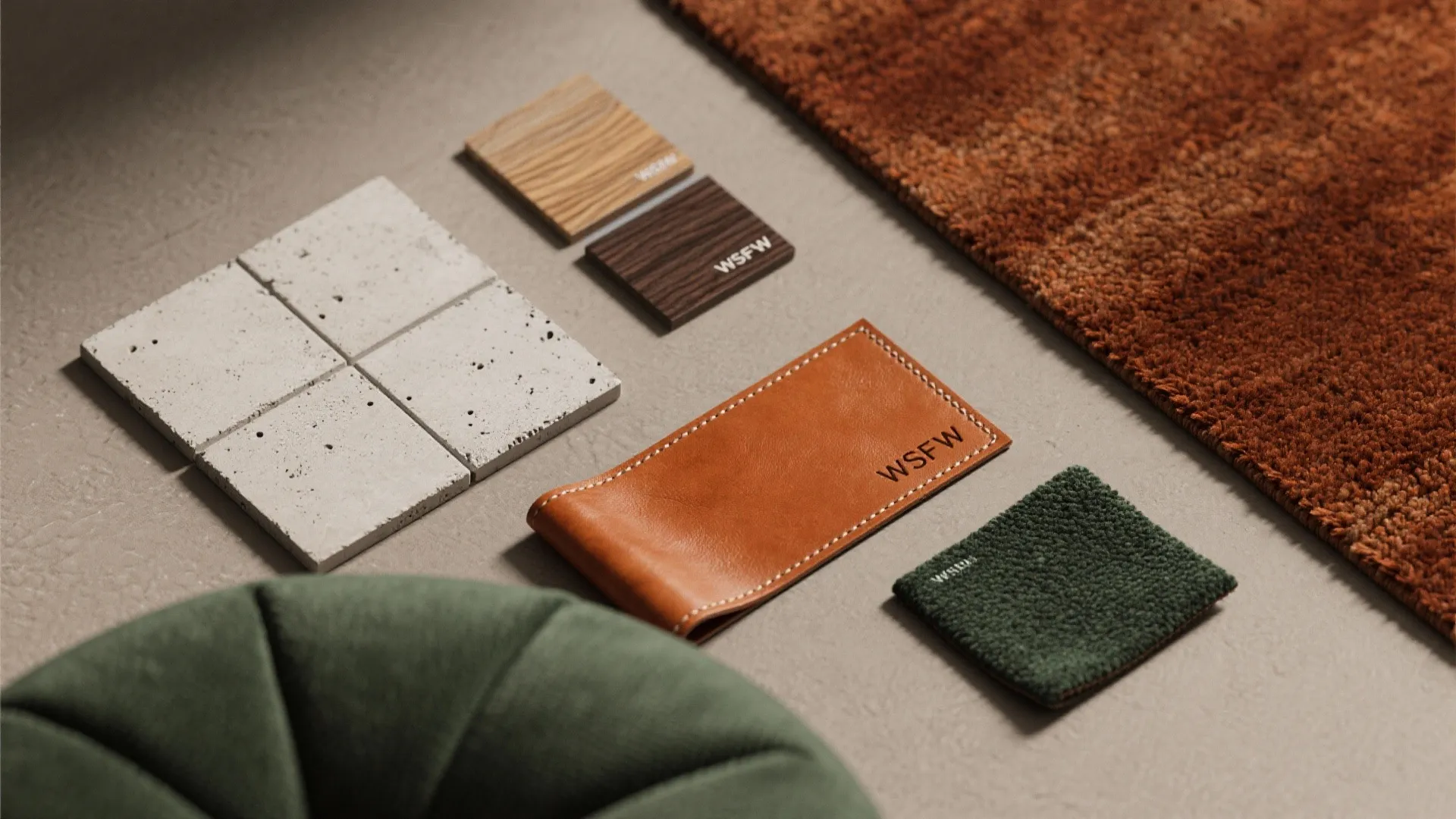 2. Textured neutrals with one bold accent