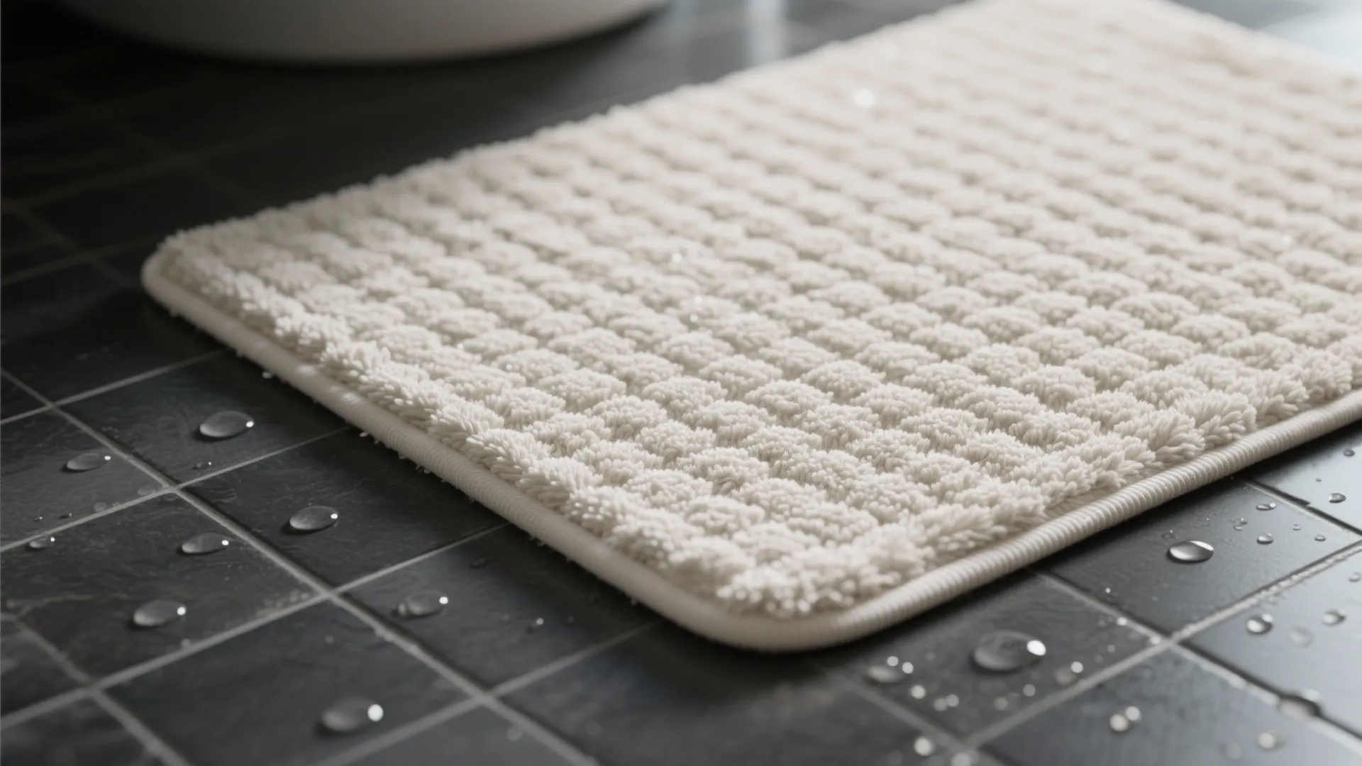 2. Textured off-white bath mat for contrast