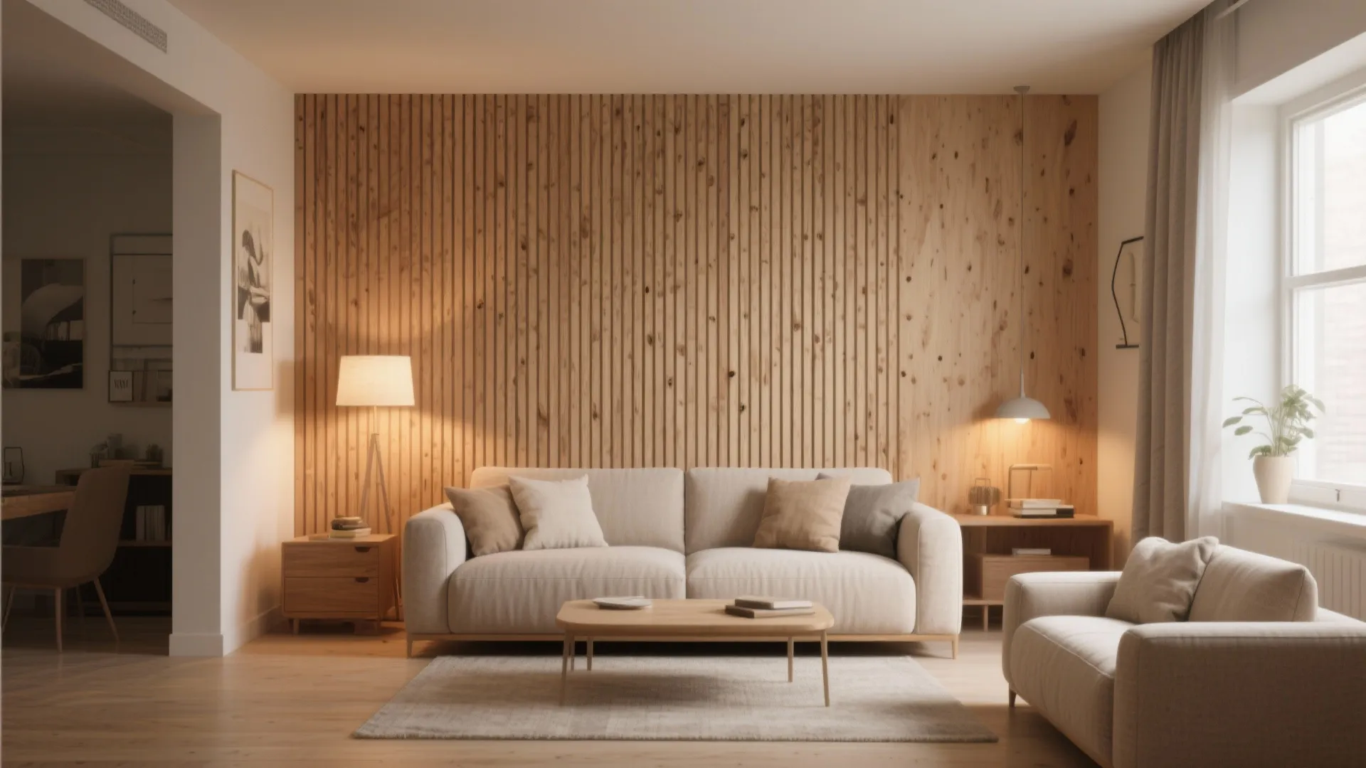 4. Accent Wall With Textured Panels
